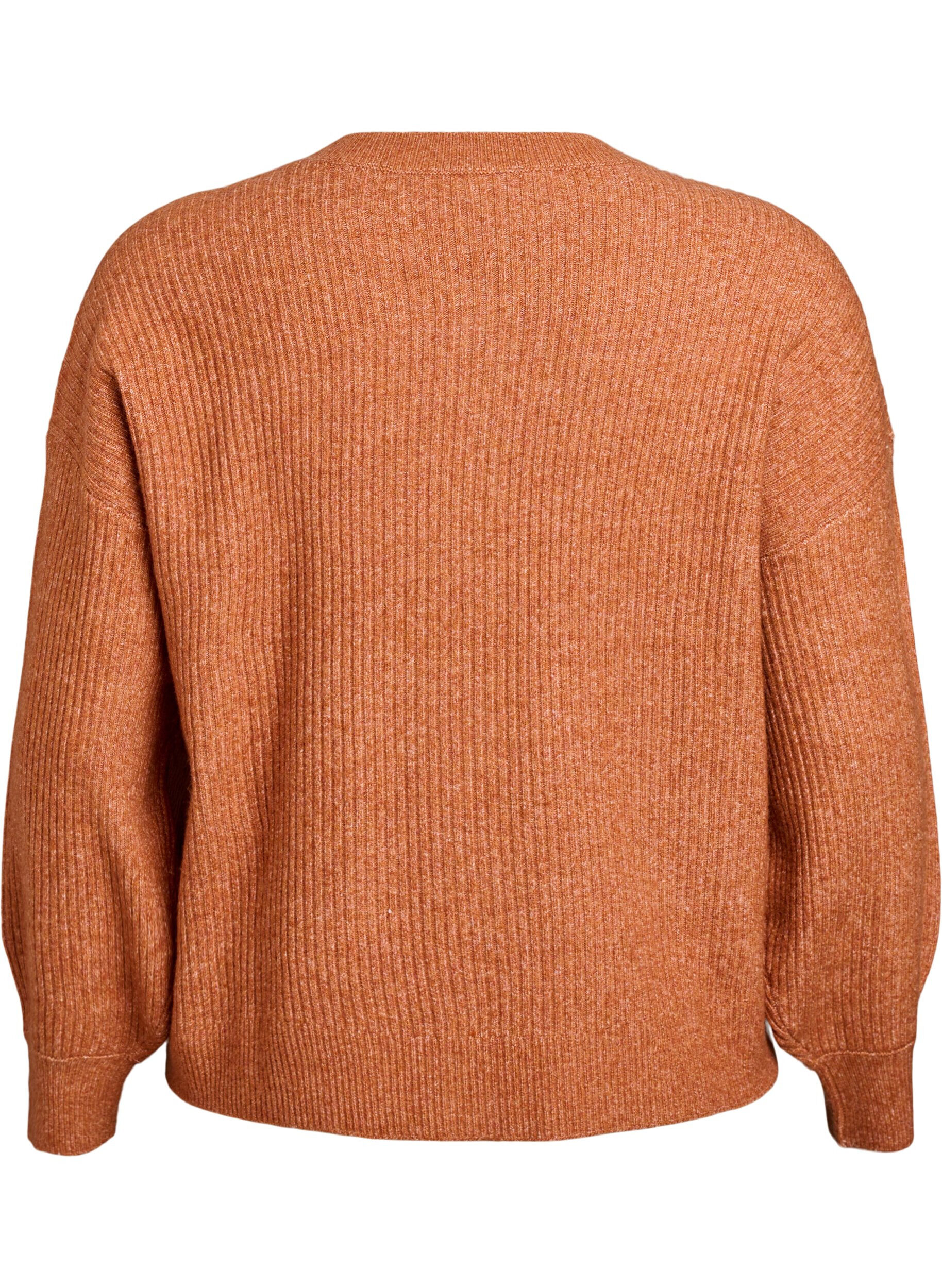 Zizzi Cardigan en tricot c&ocirc;tel&eacute; avec boutons, Orange, Packshot image number 1