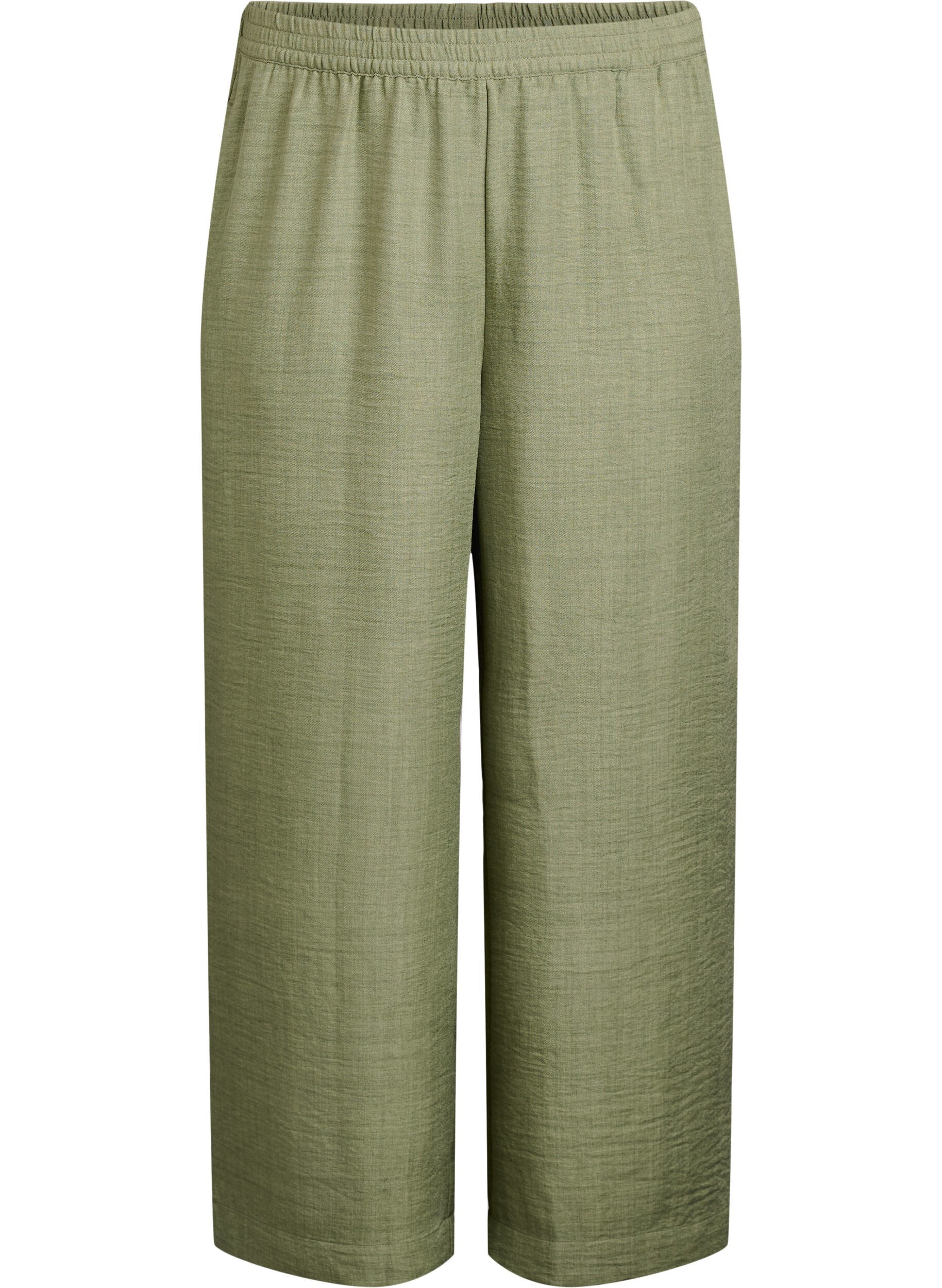 ZizziPantalon ample avec ceinture &eacute;lastique et poches, Vert, Packshot image number 0