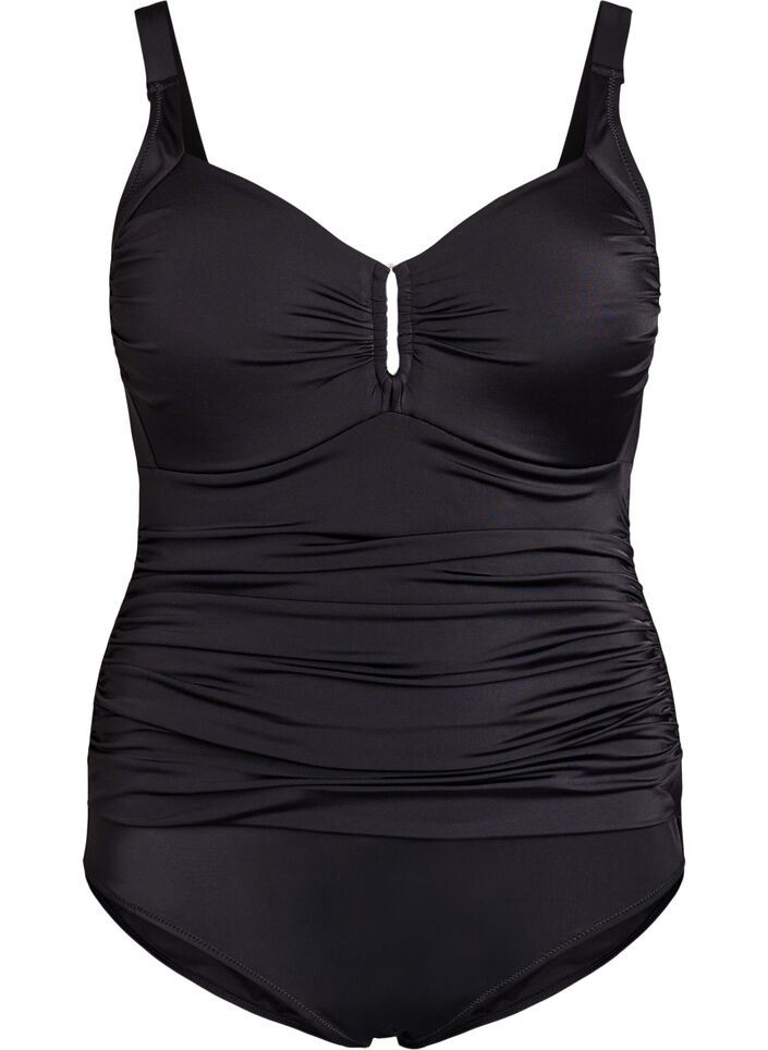Maillot de bain avec anneau et drap&eacute;, Noir, Packshot image number 0
