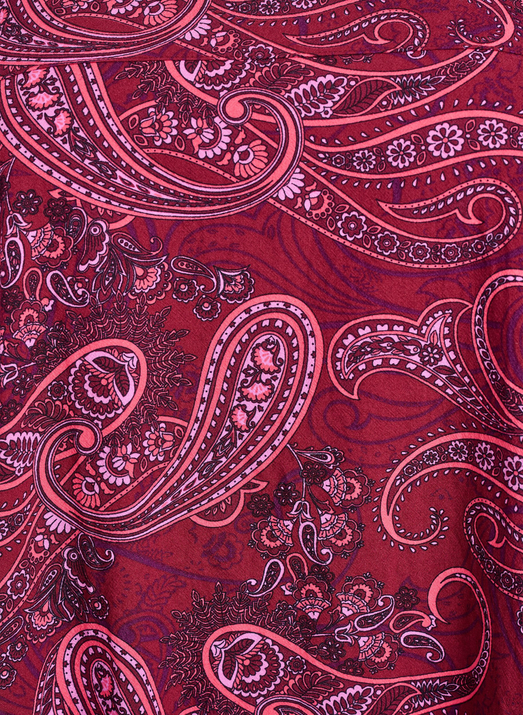 ZizziRobe en coton &agrave; manches courtes avec imprim&eacute;, Bordeaux, Packshot image number 2