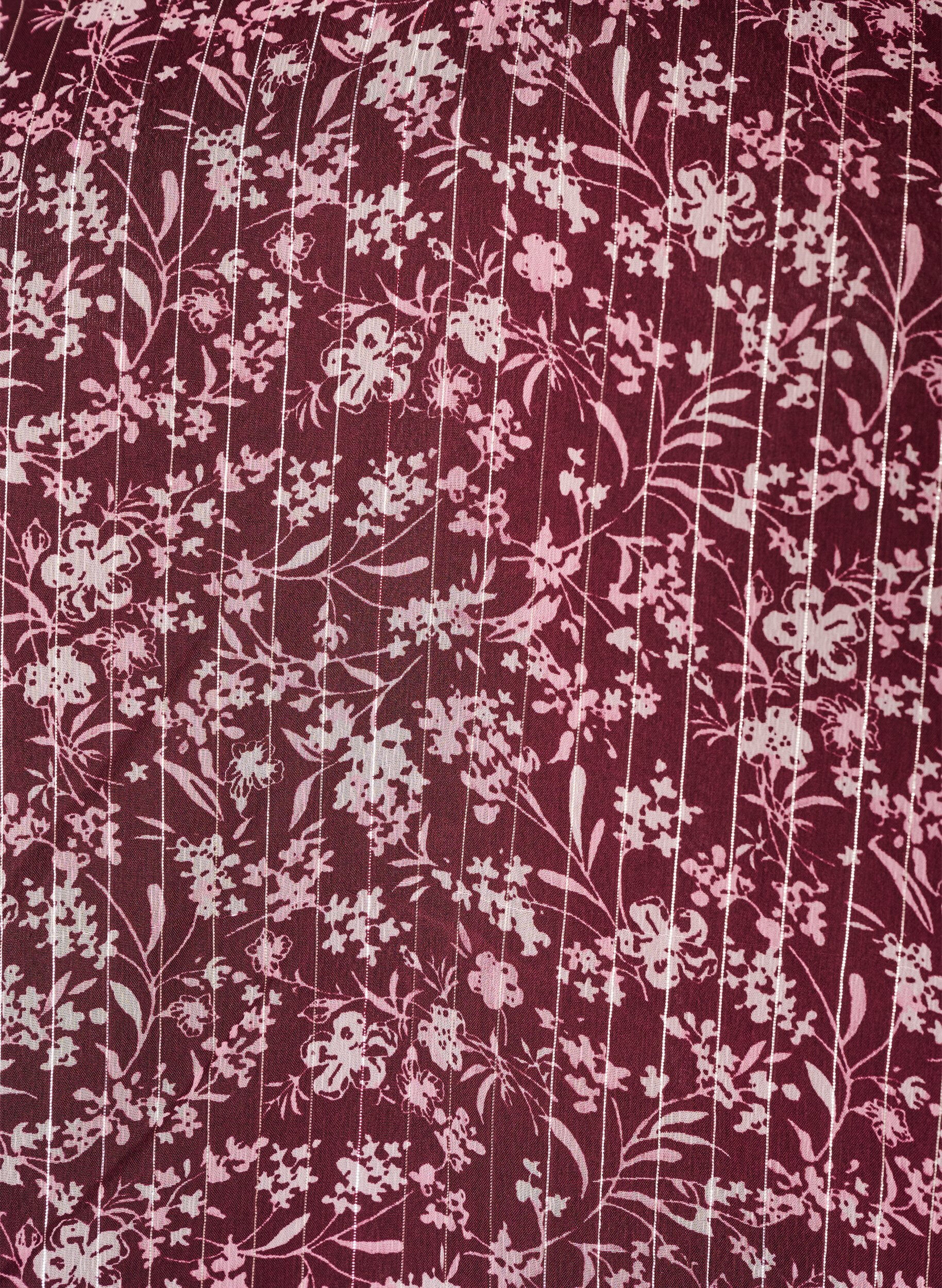 ZizziChemisier &agrave; imprim&eacute; floral et fil paillet&eacute;, Bordeaux, Packshot image number 2