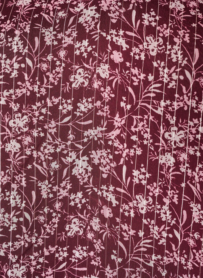 Chemisier &agrave; imprim&eacute; floral et fil paillet&eacute;, Bordeaux, Packshot image number 2