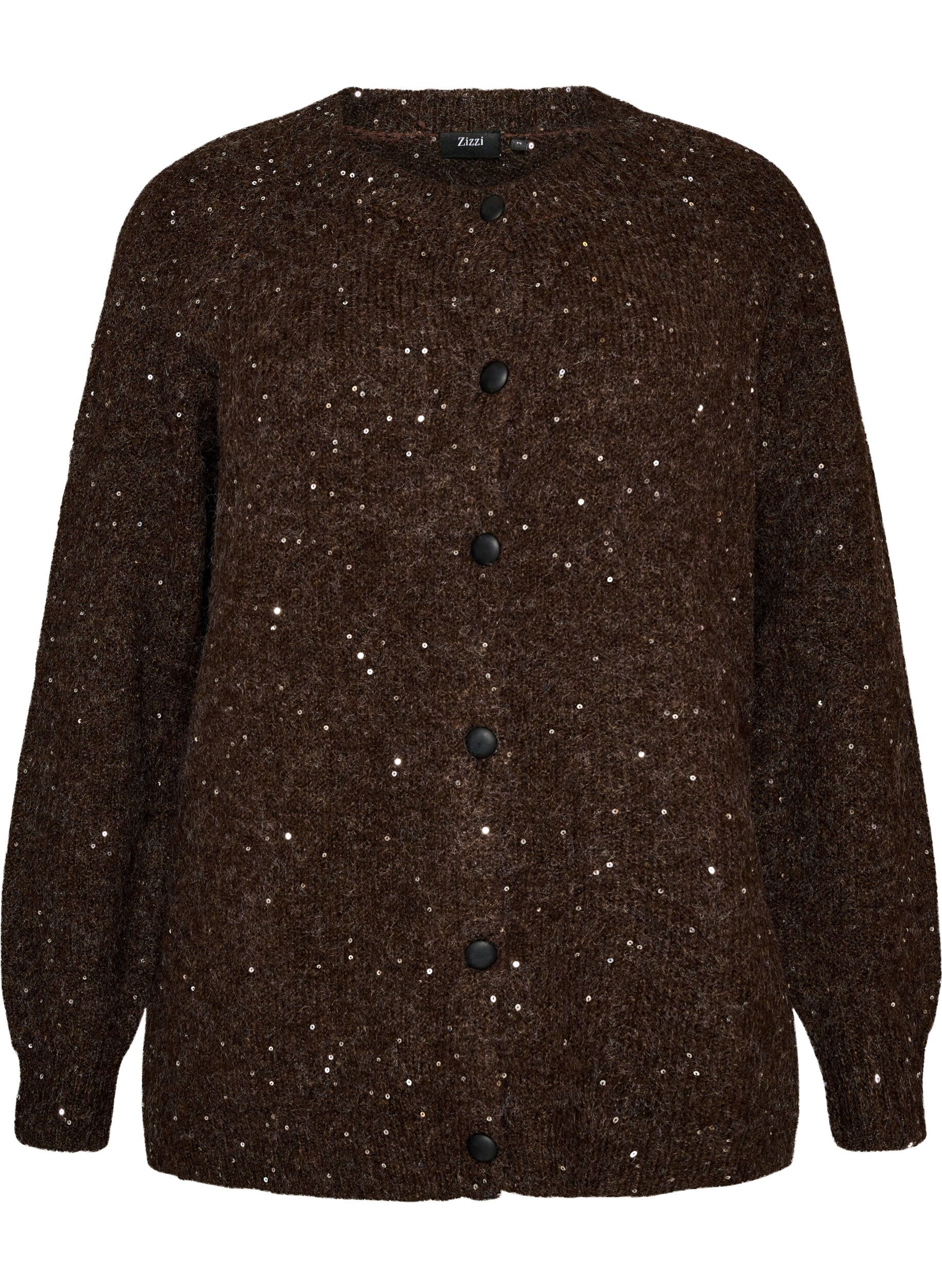 ZizziCardigan avec sequins et boutons, Marron, Packshot image number 0
