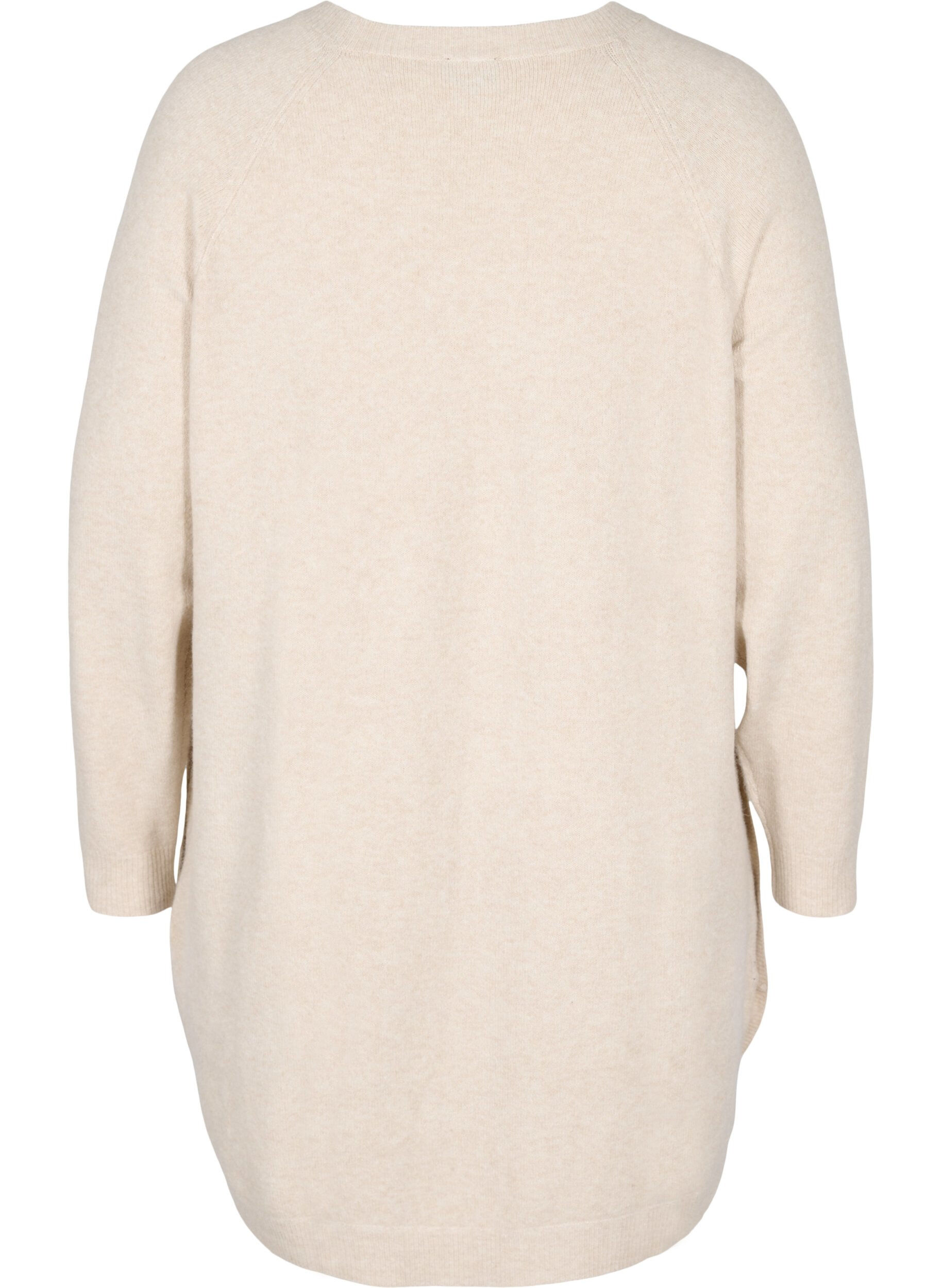 Zizzi Robe en maille m&eacute;lang&eacute; avec boutons, Pumice Stone Mel., Packshot image number 1