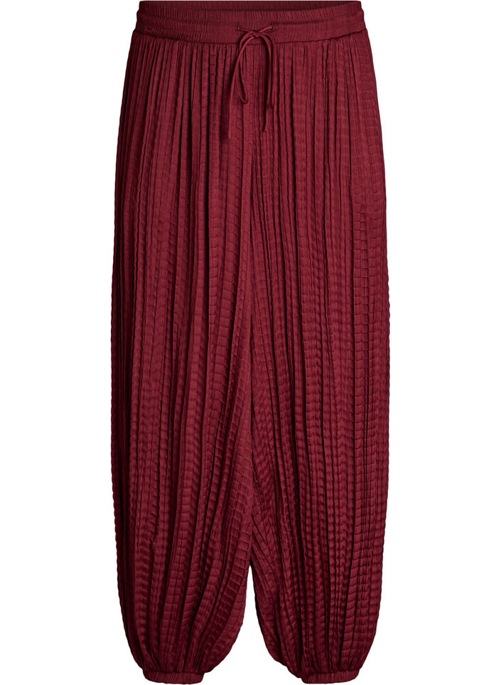 Pantalon ballon textur&eacute; avec ceinture &eacute;lastique, Bordeaux, Packshot image number 0