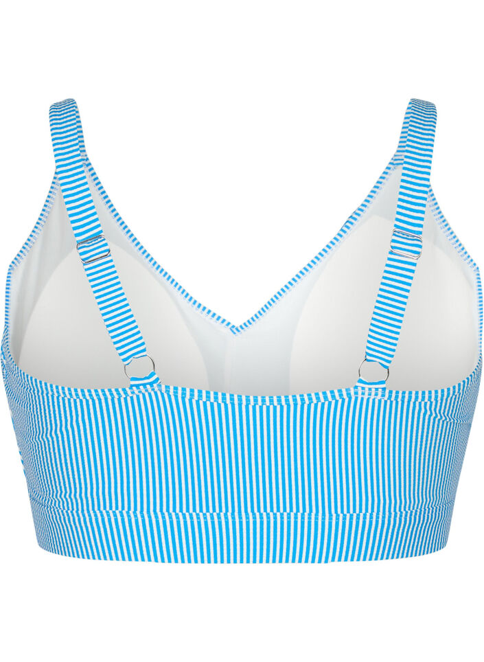 Haut de bikini rayé avec volants, BlueWhite Stripe AOP, Packshot image number 1