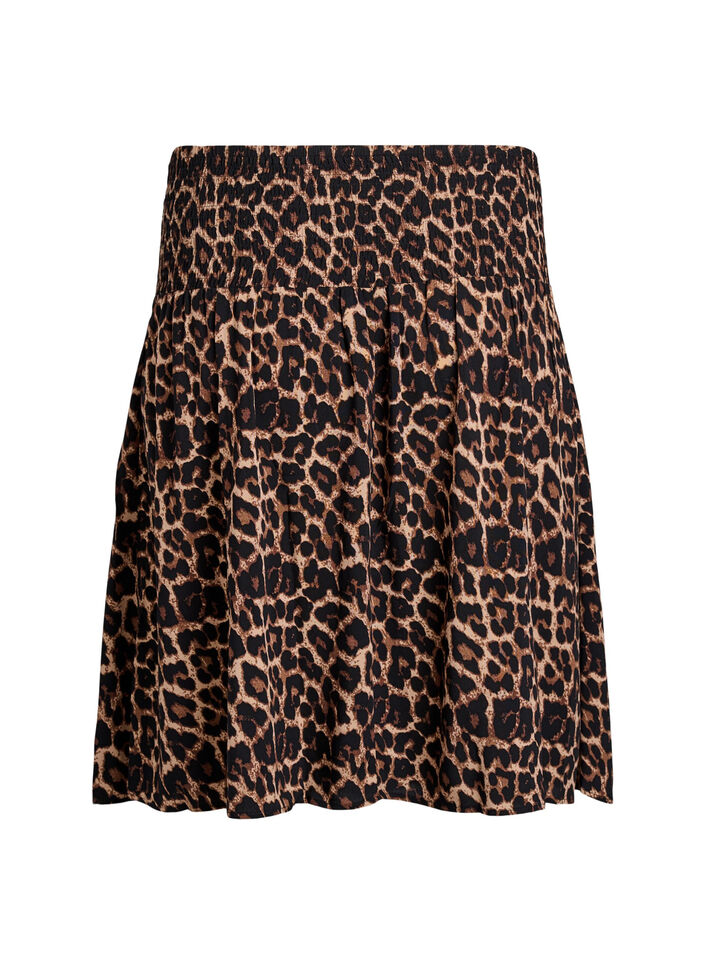 Jupe courte &agrave; taille smock&eacute;e, Marron, Packshot image number 1