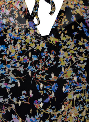 Tunique à imprimé floral et lurex, Black/Vibrant Flower, Packshot image number 2