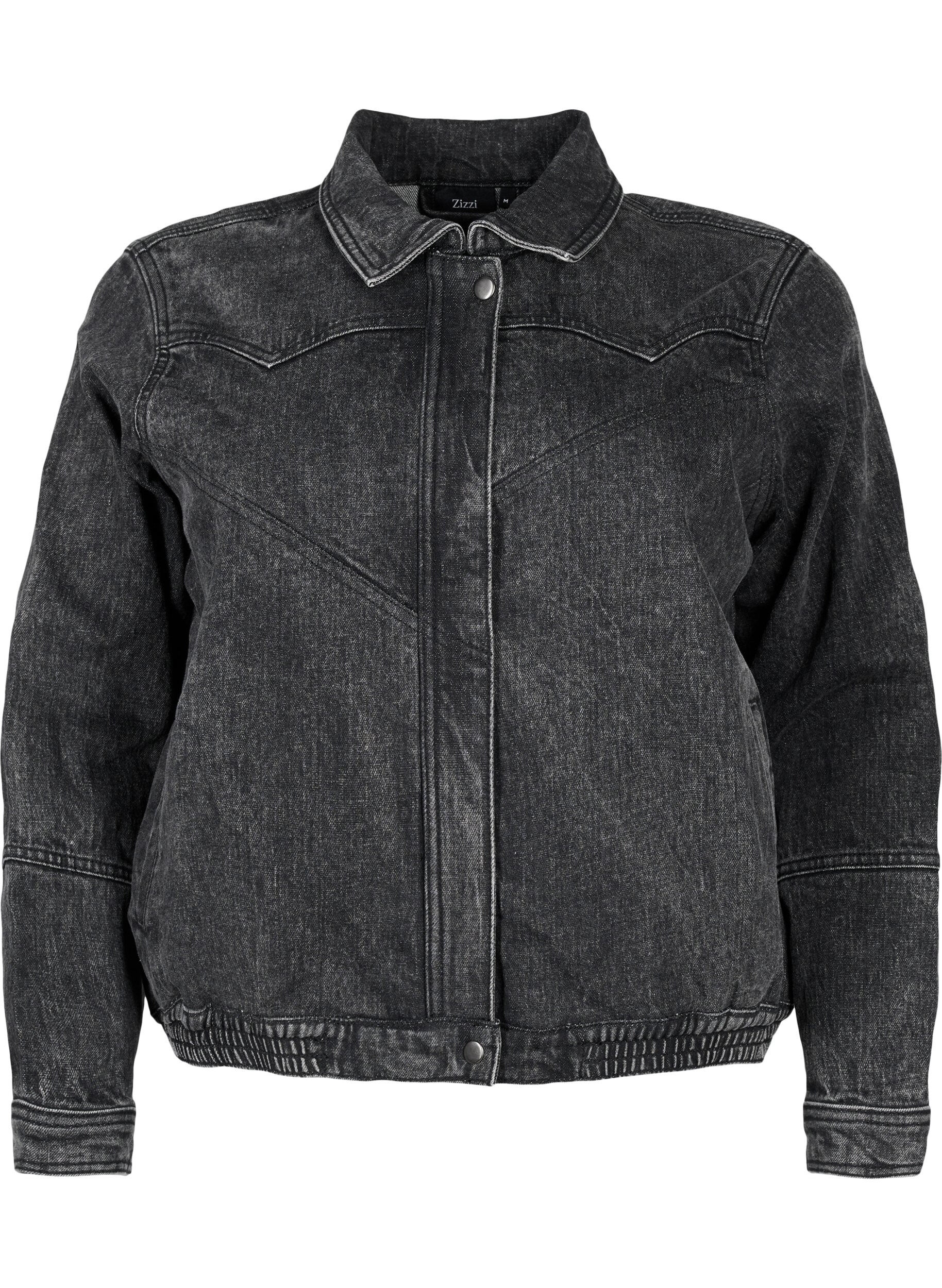 Zizzi Veste en jean avec fermeture &eacute;clair cach&eacute;e, Dark Grey Denim, Packshot image number 0
