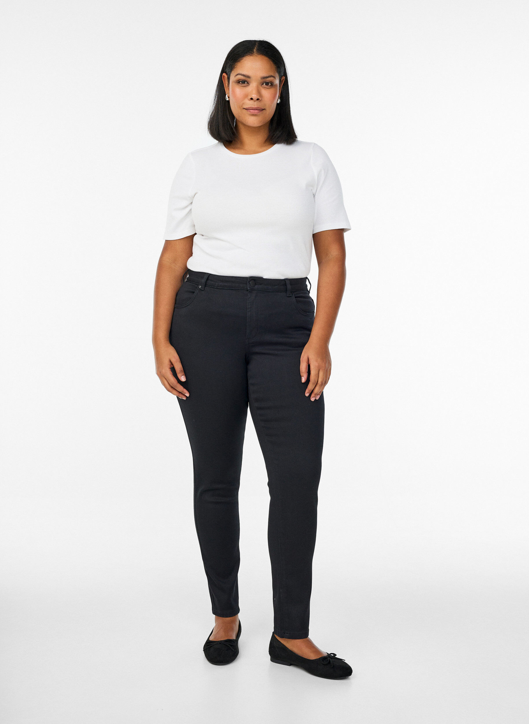  Emily jeans slim fit taille normale, Noir, Model