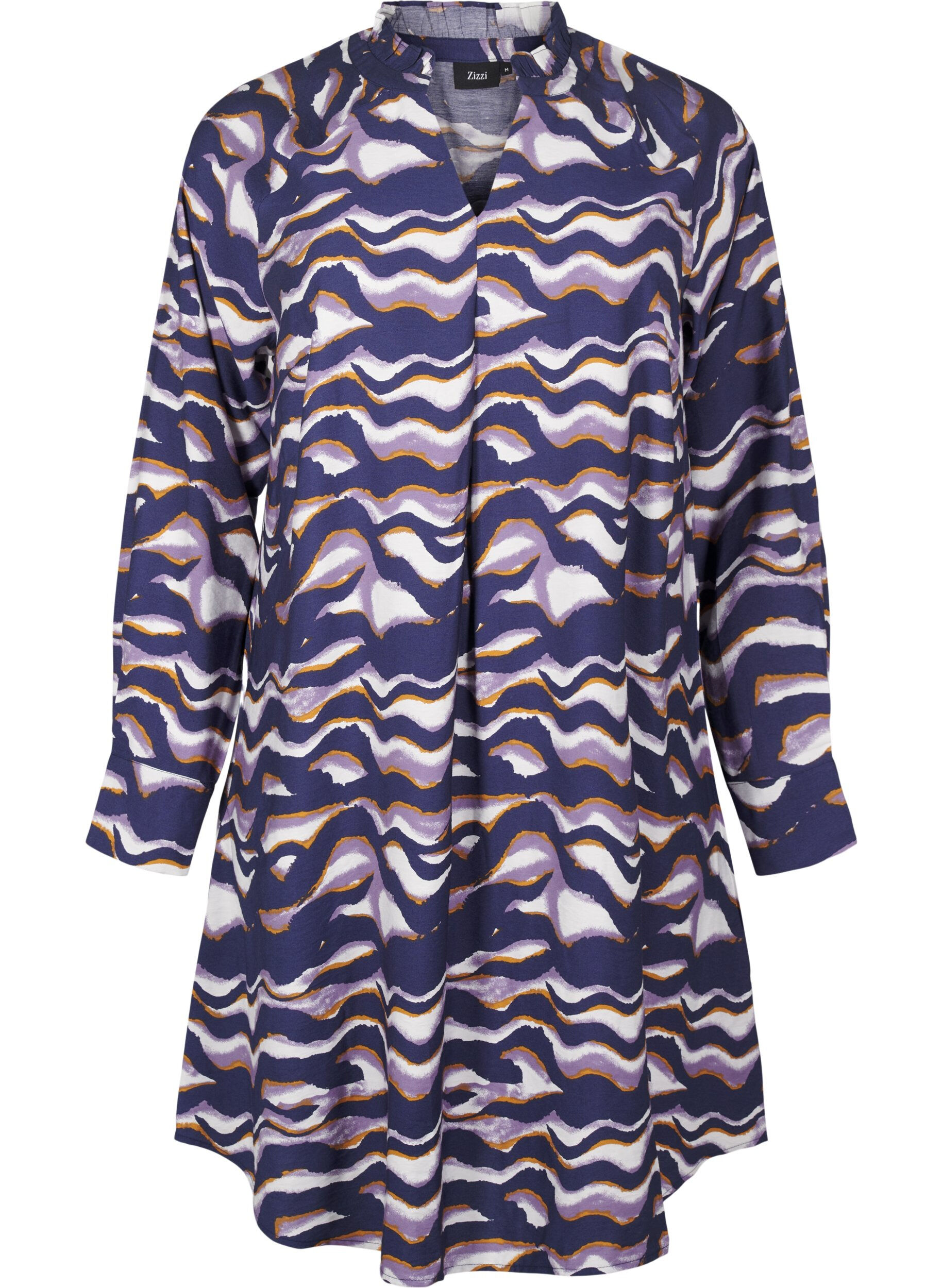 Zizzi Robe mi-longue avec imprim&eacute; et forme en A, Naval Academy AOP, Packshot image number 0