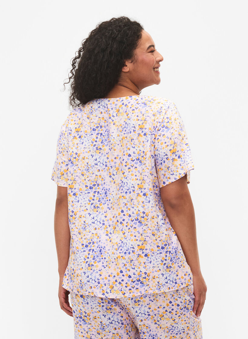 Blouse imprimée en viscose, Rose poudrée, Model image number 2