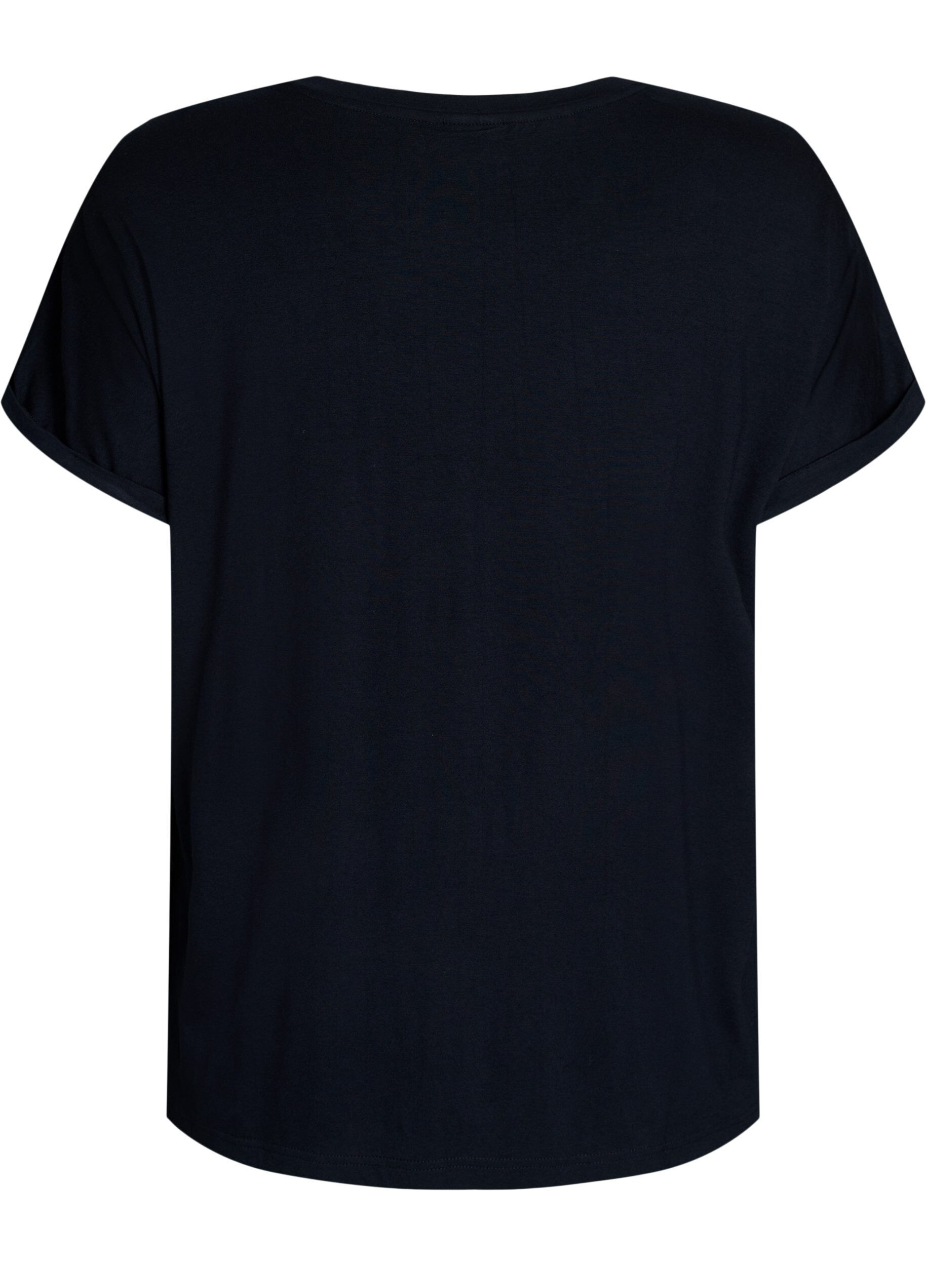 Zizzi T-shirt de nuit ample en viscose, Noir, Packshot image number 1