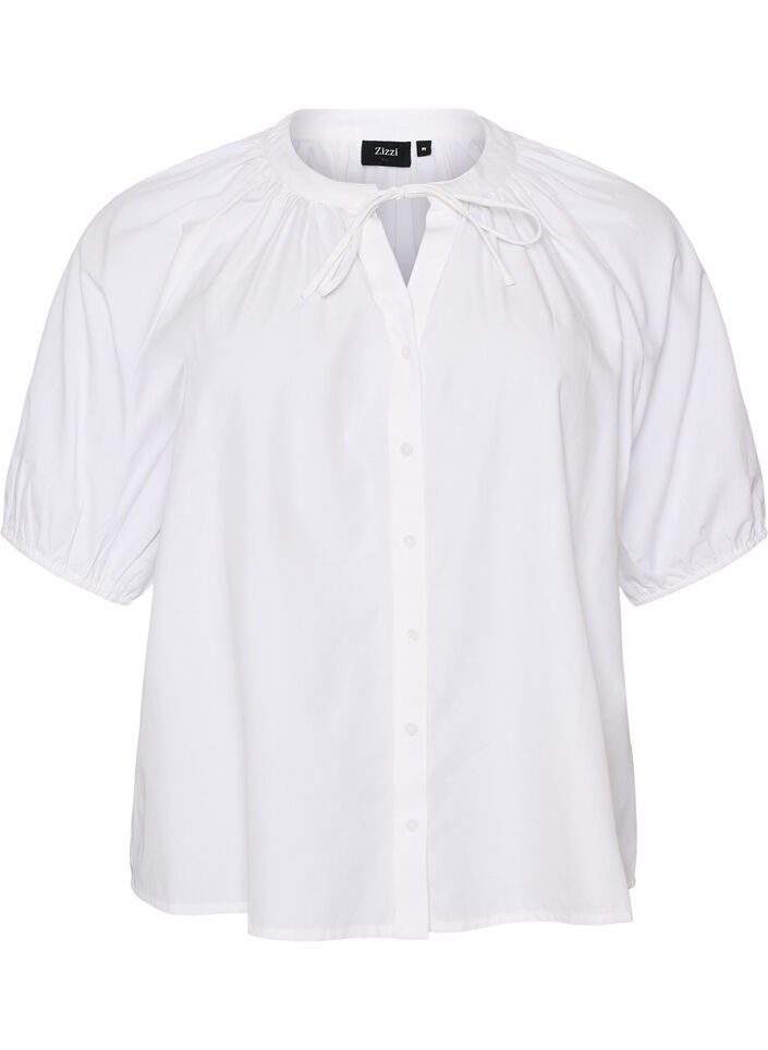Chemisier avec fermeture boutonn&eacute;e et ceinture &agrave; nouer, Blanc, Packshot image number 0