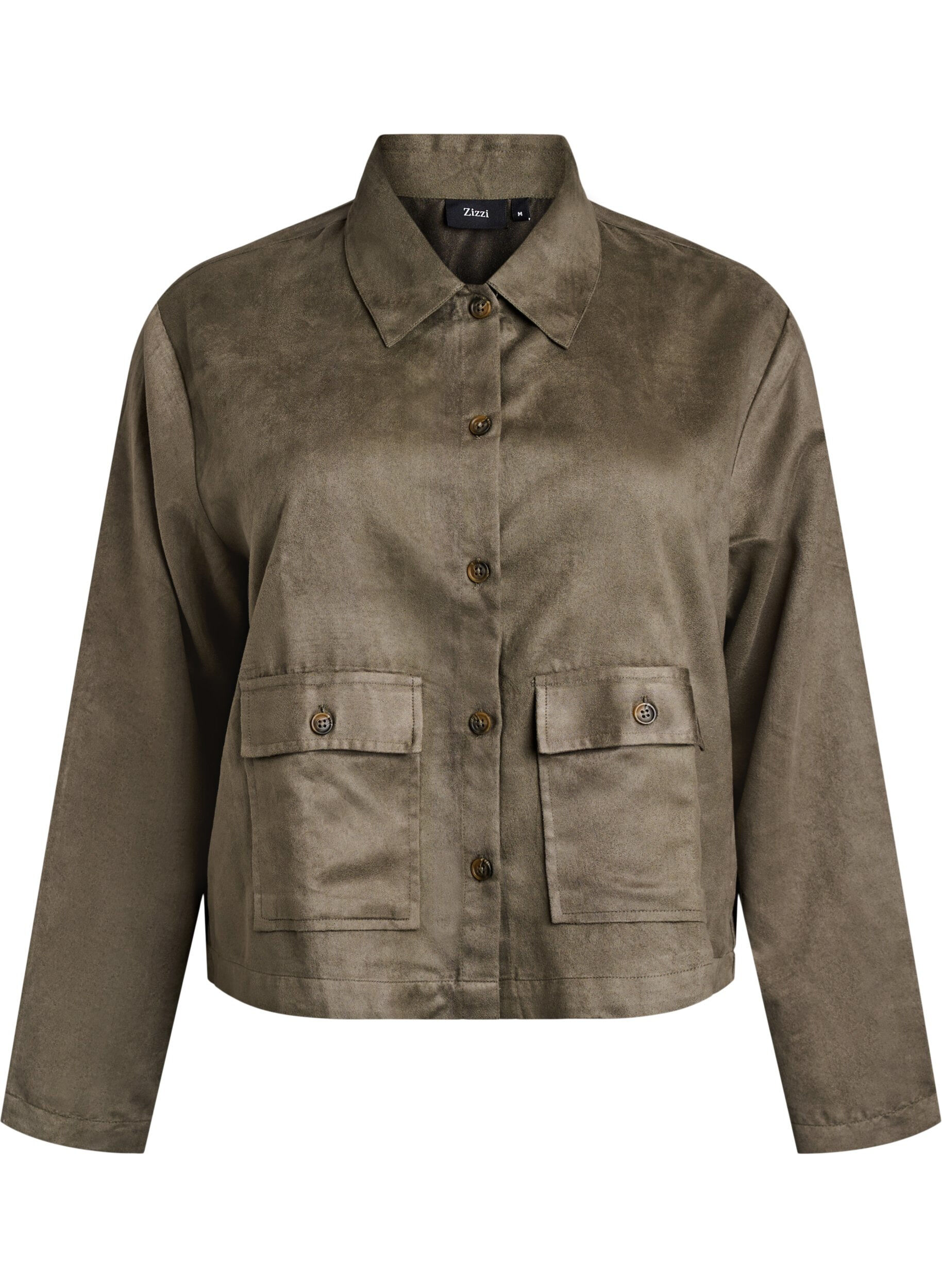 Veste courte en su&eacute;dine avec poches