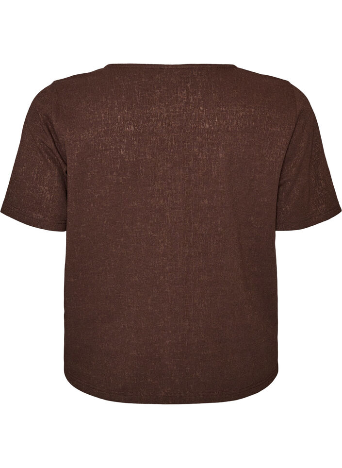Blouse en coton textur&eacute; avec fermeture &agrave; boutons, Marron, Packshot image number 1