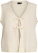 Gilet en maille textur&eacute;e avec ceinture &agrave; nouer, Vanille, Packshot image number 0