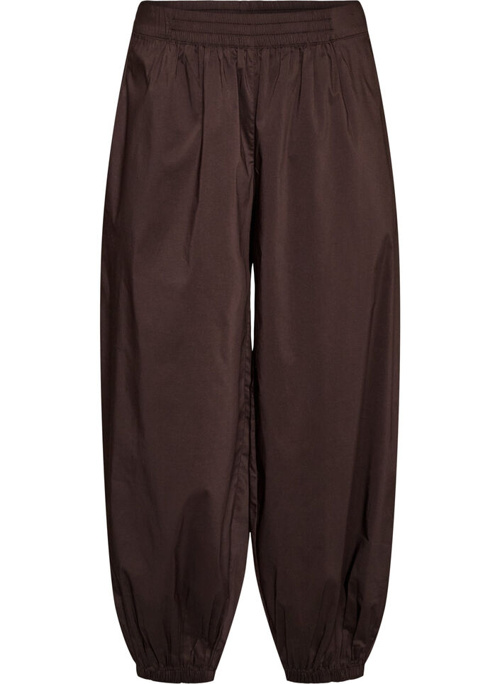 Pantalon ballon avec poches et ceinture &eacute;lastique, Marron, Packshot