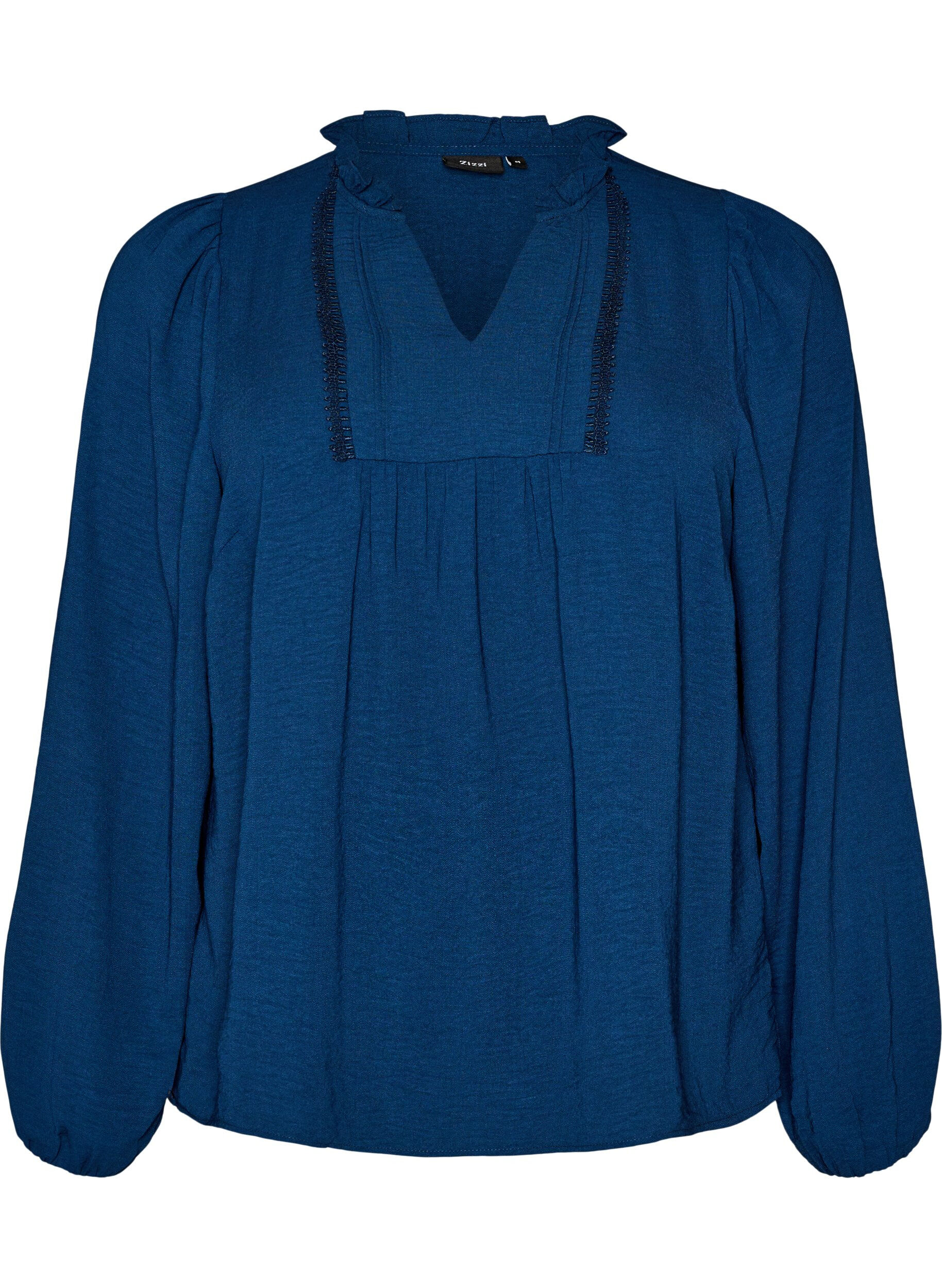 Blouse avec col en V et bande en crochet