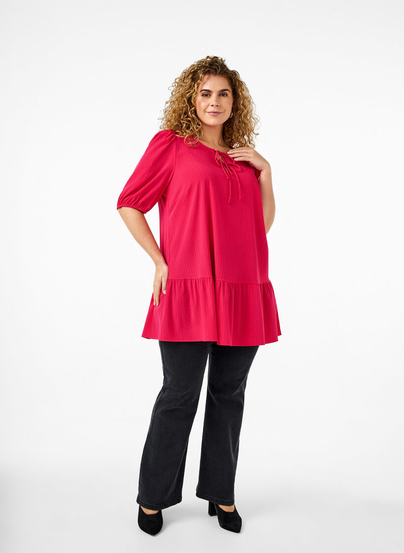 Tunique en viscose à lacets, Bright Rose, Model image number 2