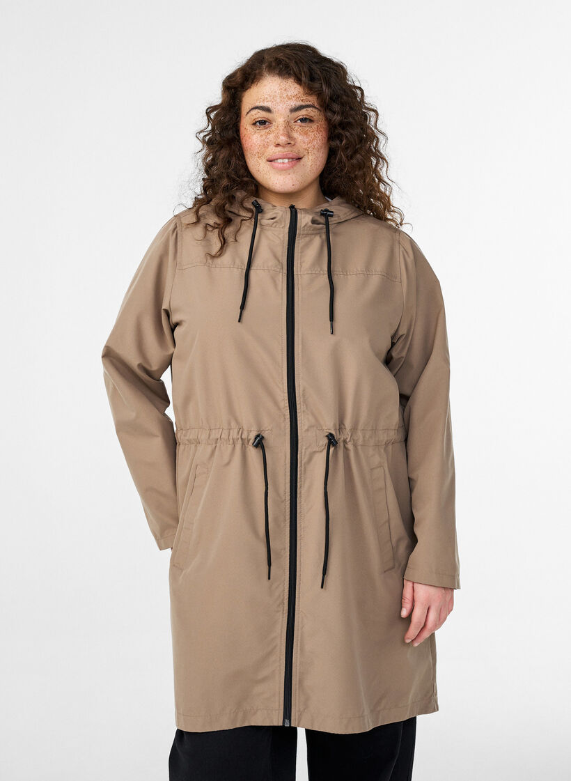 Parka l&eacute;g&egrave;re avec capuche, Marron, Model image number 0