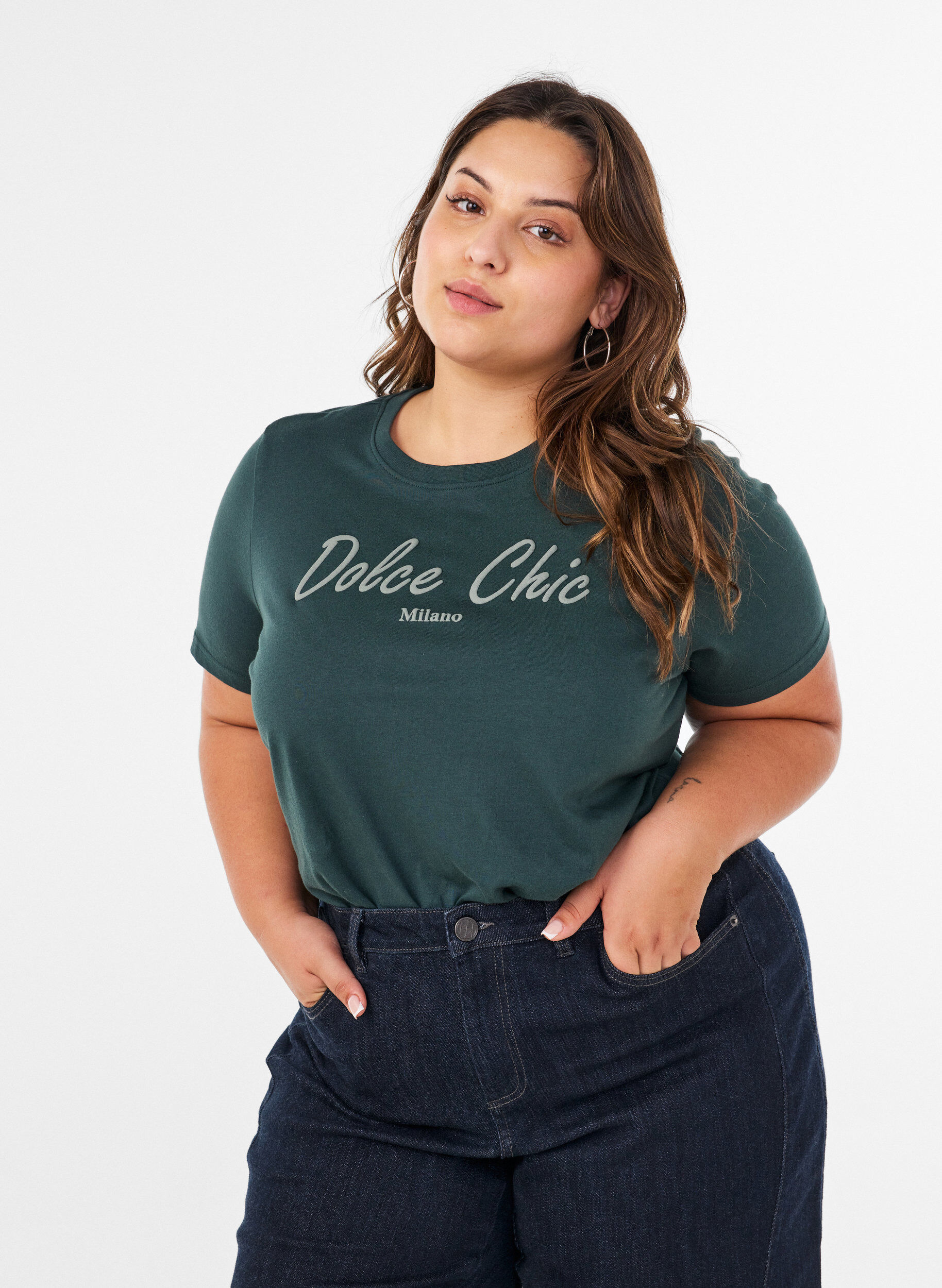 ZizziT-shirt en coton bio avec imprim&eacute;, Vert, Model image number 0