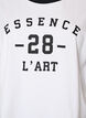 T-shirt en coton avec imprim&eacute; texte et coupe boxy, Blanc, Packshot image number 2