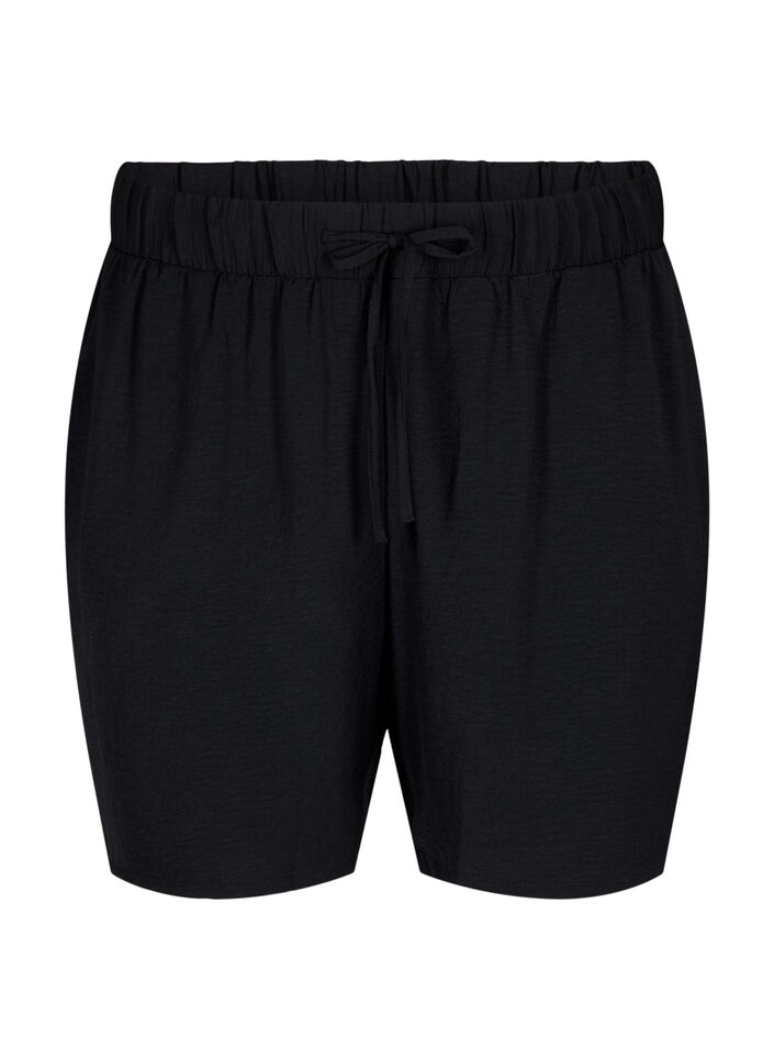 Short avec poches et ceinture &eacute;lastique, Noir, Packshot image number 0