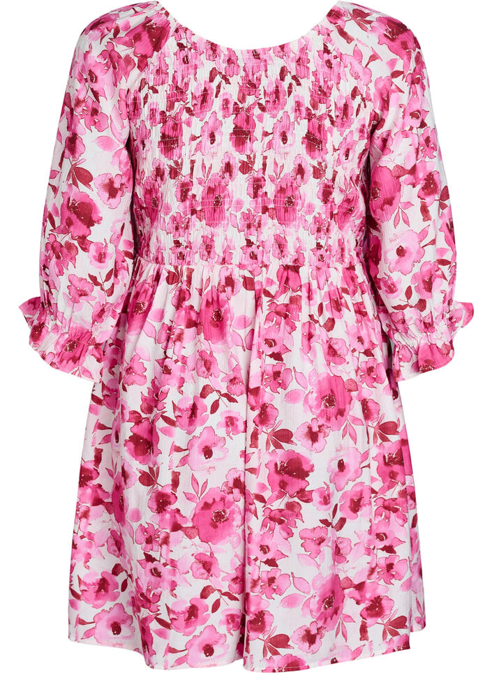Robe smock&eacute;e &agrave; imprim&eacute; floral, Rose, Packshot image number 1