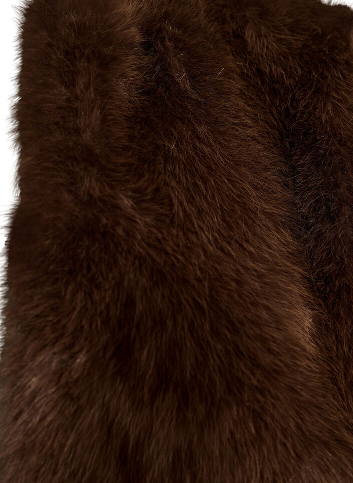 Veste courte en fausse fourrure ouverte sur le devant, Marron, Packshot