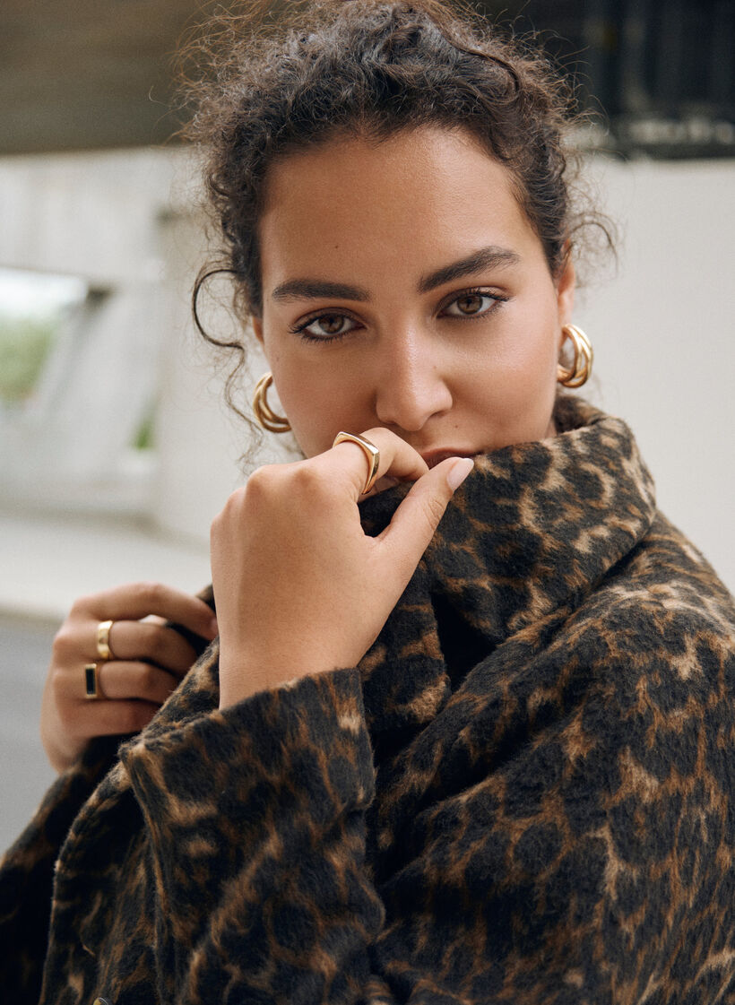 Manteau à imprimé léopard avec boutonnage croisé, Marron, Image image number 0