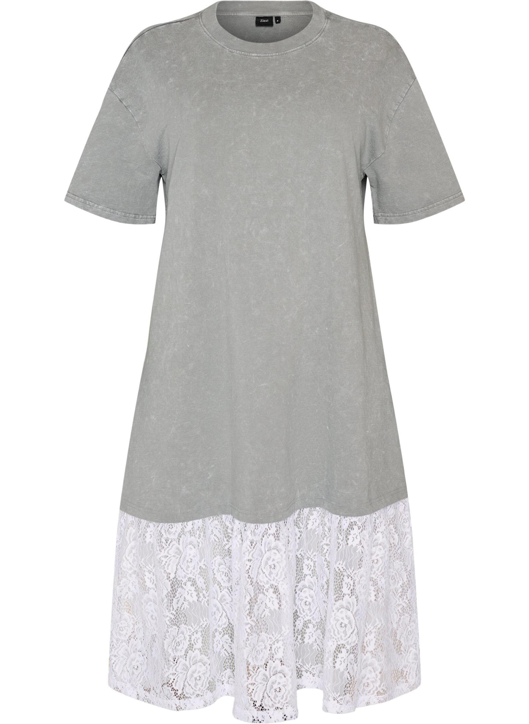 Robe T-shirt ample avec bordure en dentelle