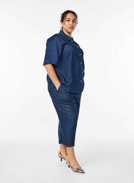 ZizziChemise à manches courtes aspect denim en lyocell, Bleu, Model image number 1