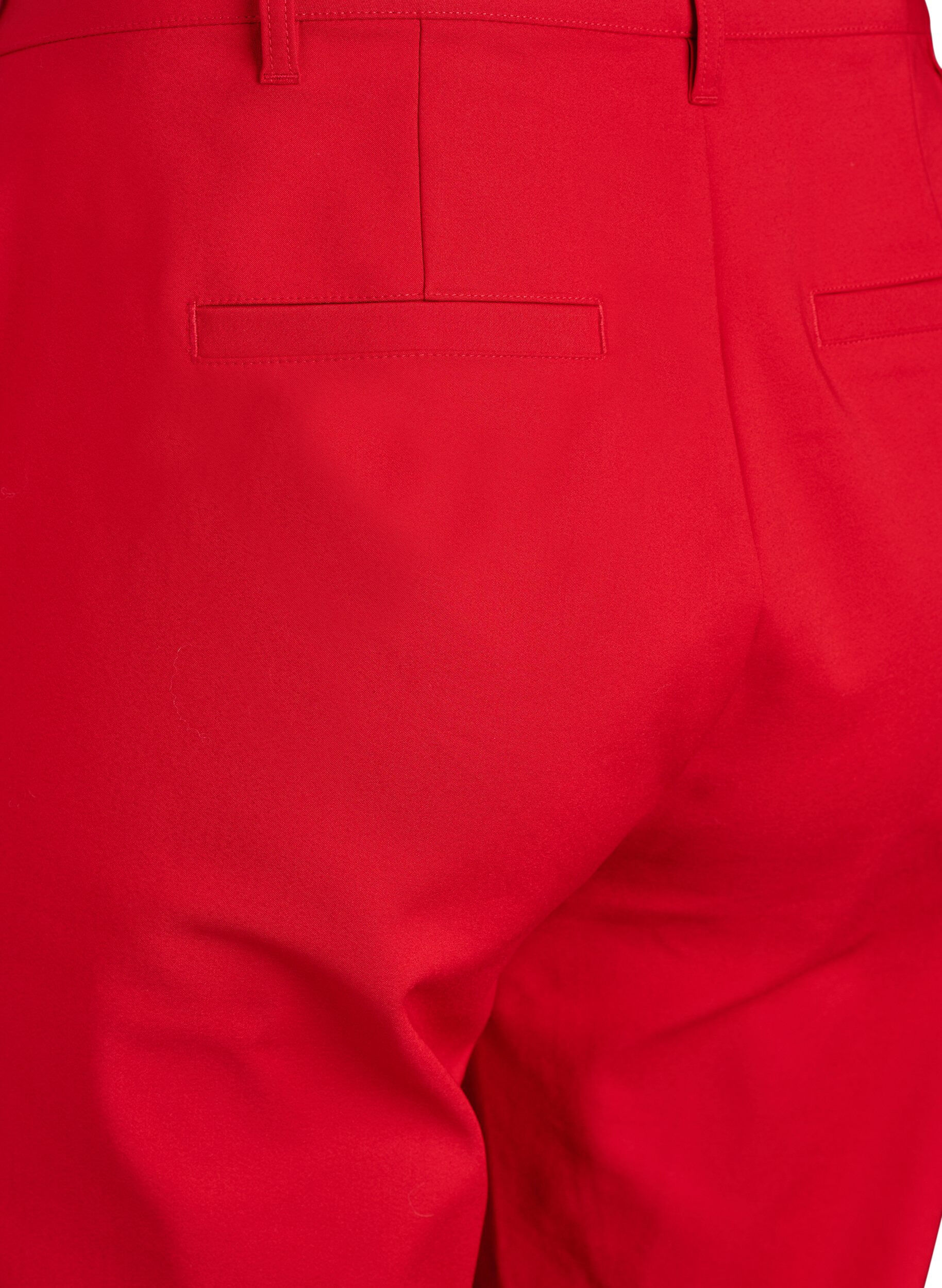 Zizzi Pantalon coupe droite &agrave; taille haute, Rouge, Packshot image number 3