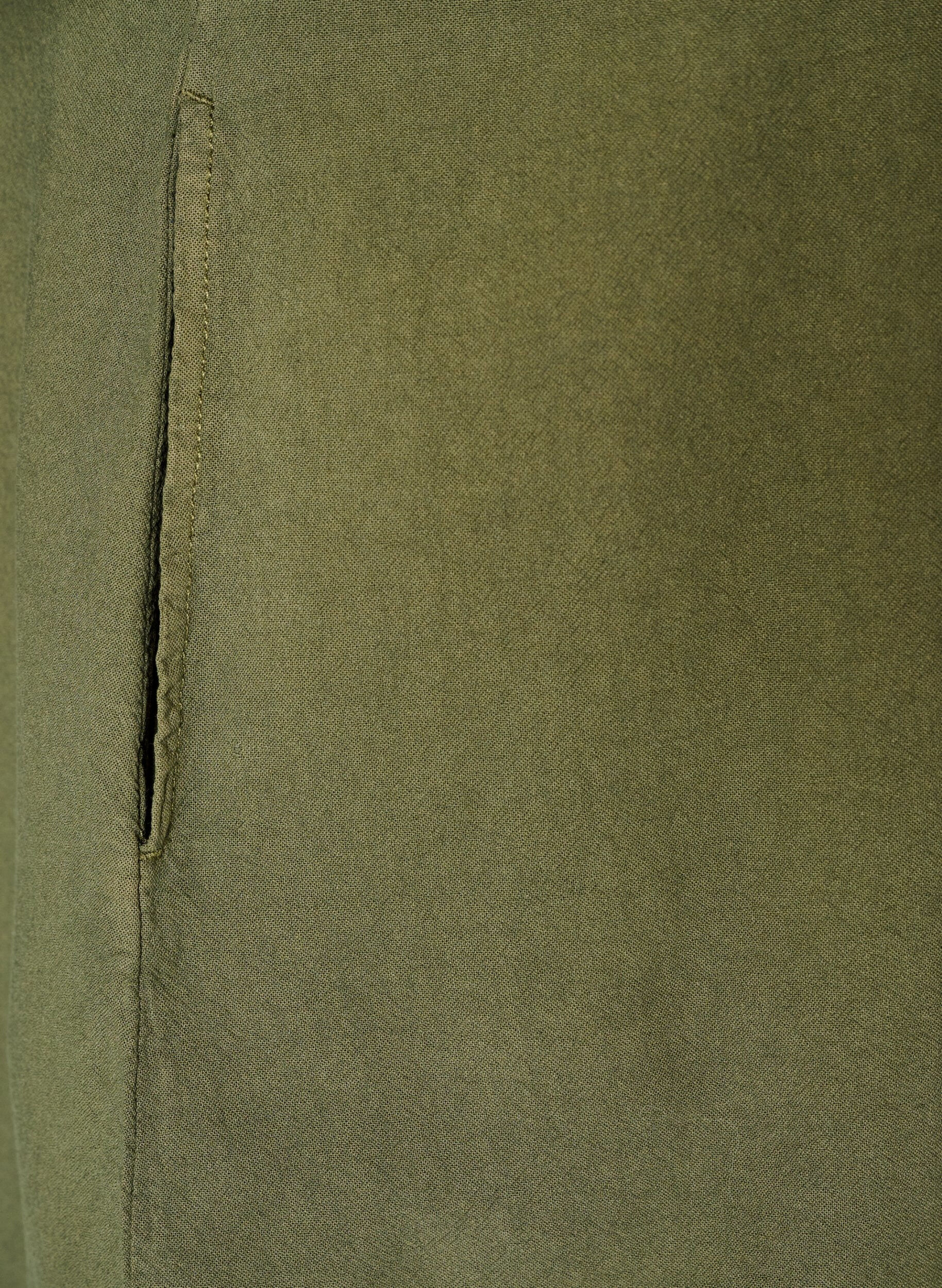 ZizziRobe en coton avec manches courtes et poches, Vert fonc&eacute;, Packshot image number 3