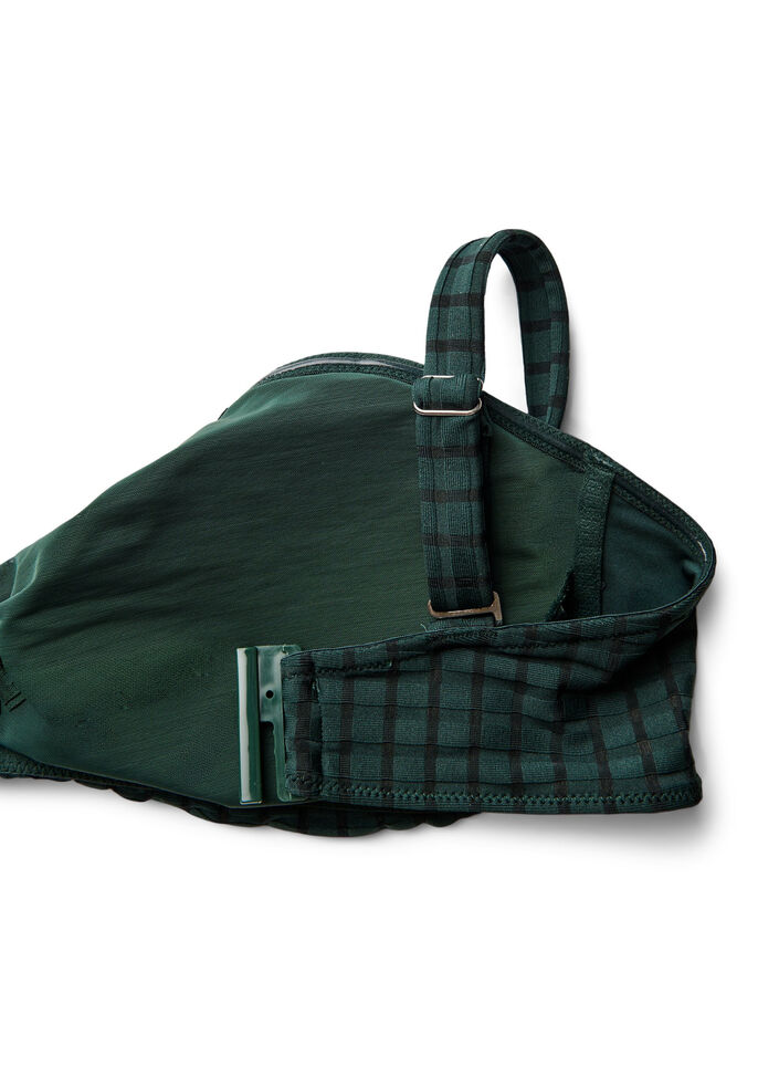 Haut de bikini à carreaux avec bretelles amovibles, Vert foncé, Packshot image number 3