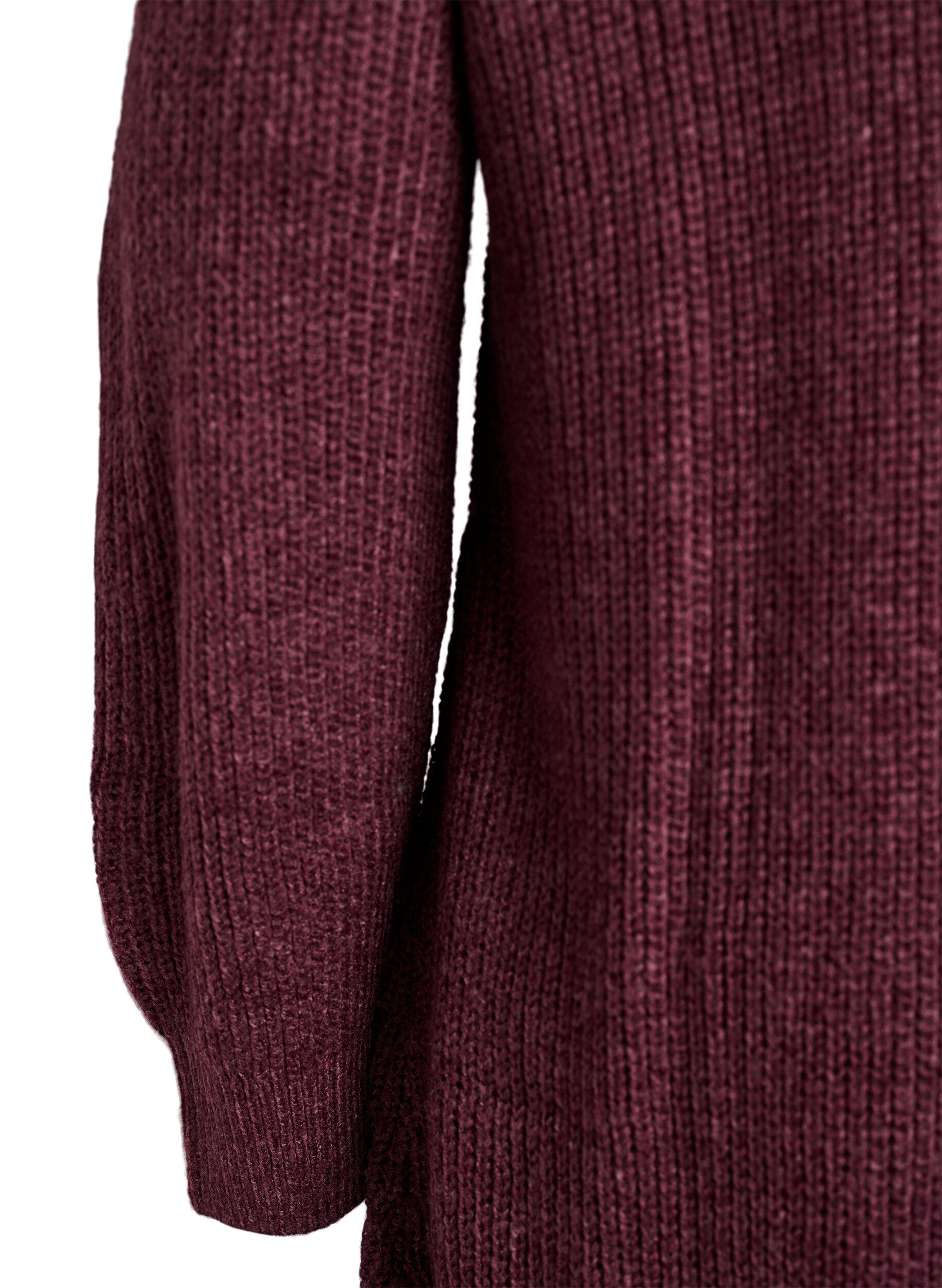 Zizzi FLASH - Robe courte en maille avec col montant, Bordeaux, Packshot image number 3
