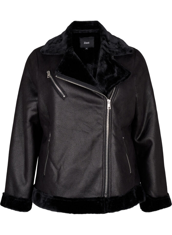 Veste de pilote en similicuir, Black, Packshot image number 0