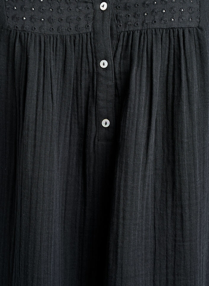Tunique en mousseline de coton avec broderie anglaise, Noir, Packshot image number 2