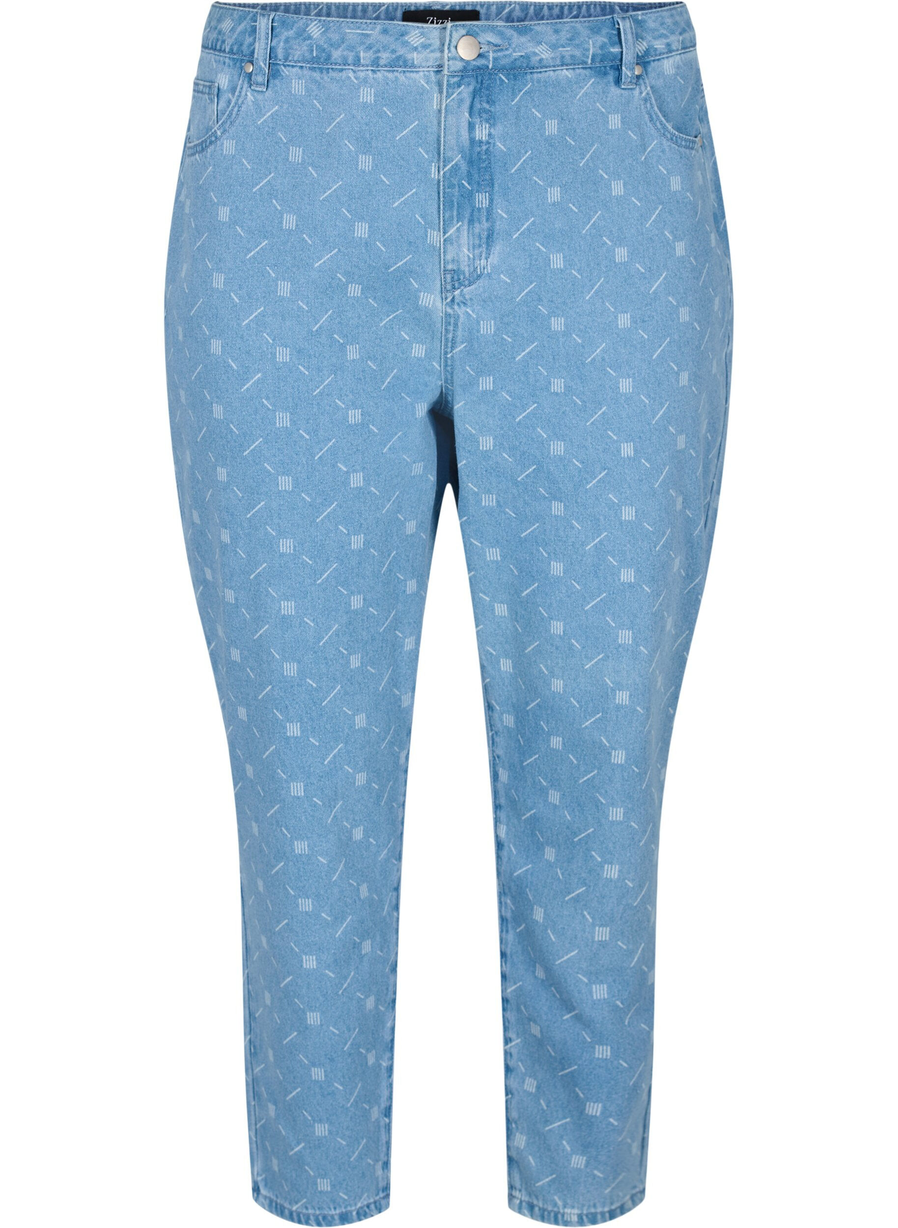 Zizzi Jeans Mille mom fit avec imprim&eacute;, Light blue denim, Packshot image number 0