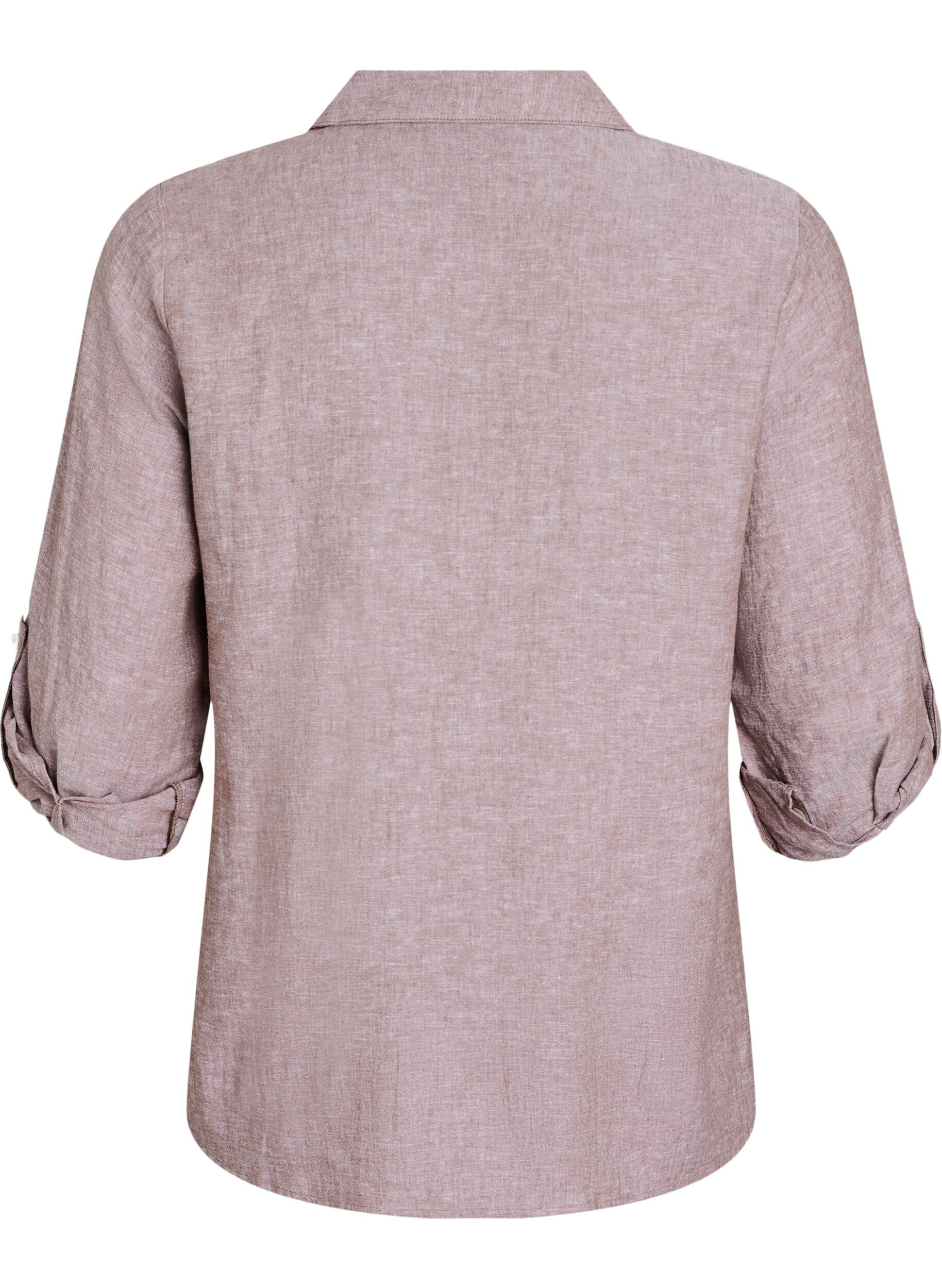 Zizzi Chemise en lin et viscose avec manches 3/4, Marron, Packshot image number 1