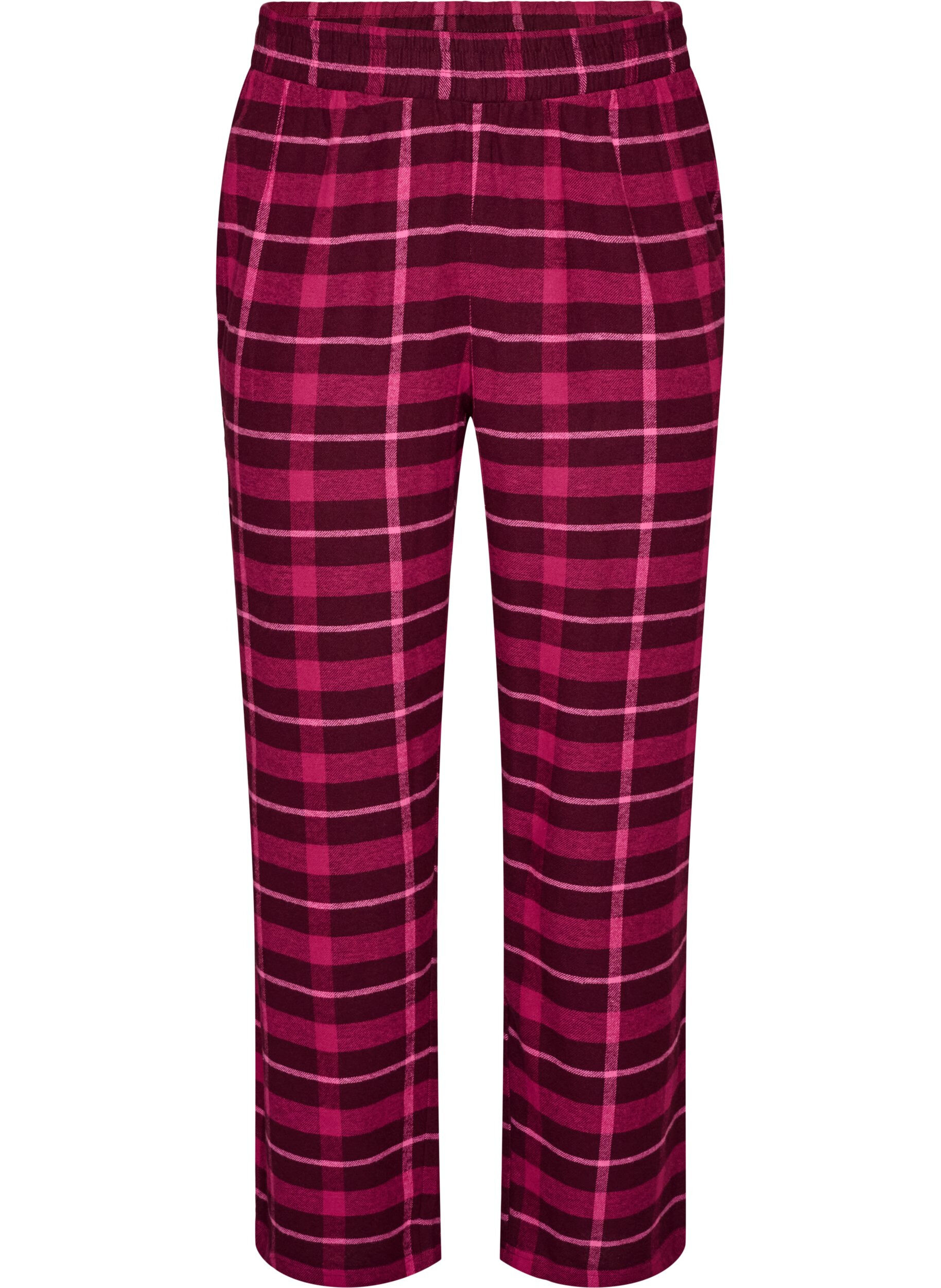 ZizziBas de pyjama &agrave; carreaux en coton, Bordeaux, Packshot image number 0