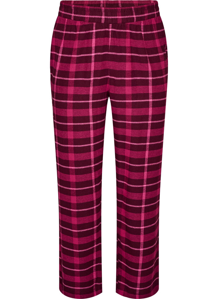 Bas de pyjama &agrave; carreaux en coton, Bordeaux, Packshot image number 0