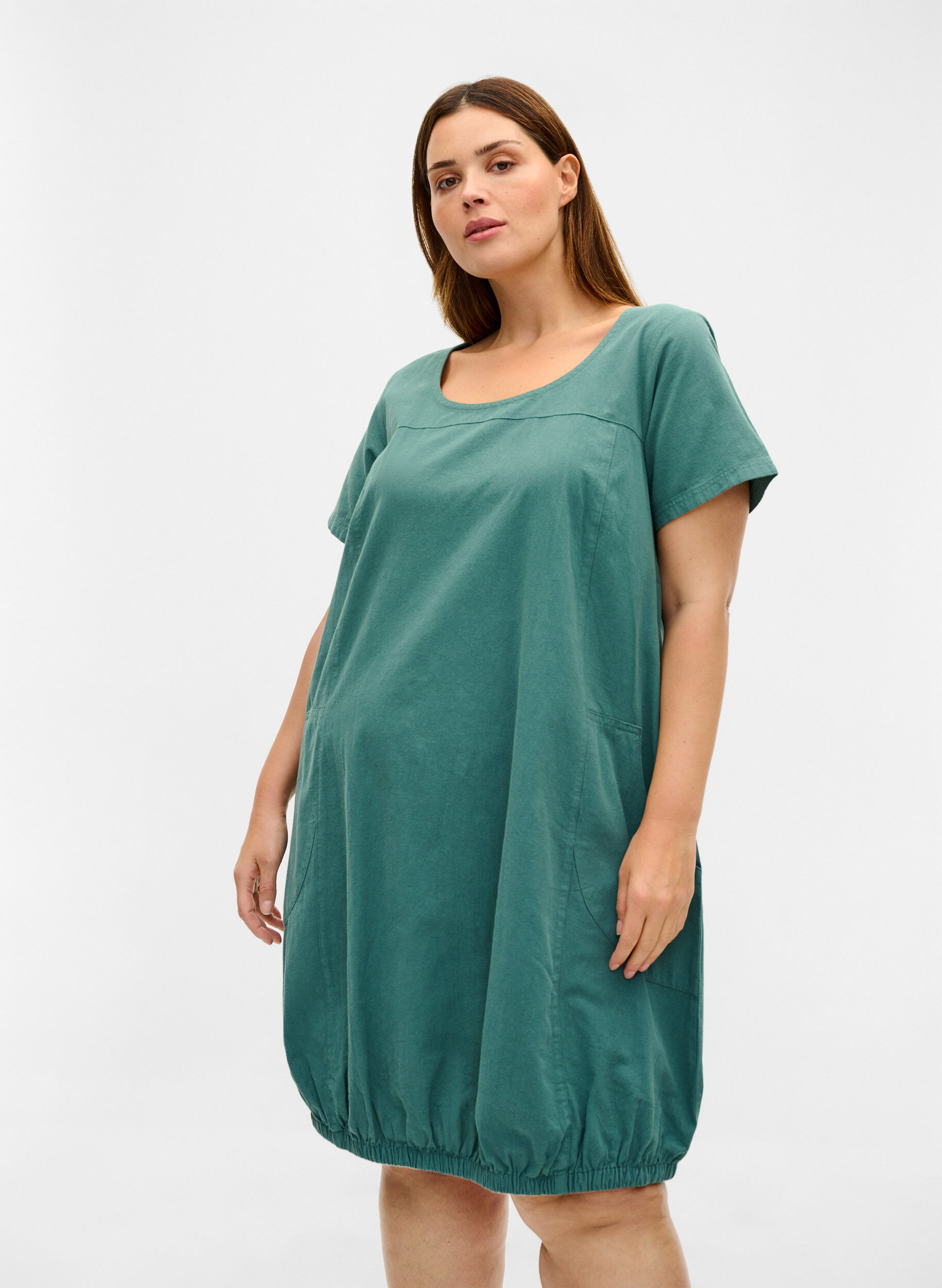 ZizziRobe en coton &agrave; manches courtes, Vert fonc&eacute;, Model image number 0