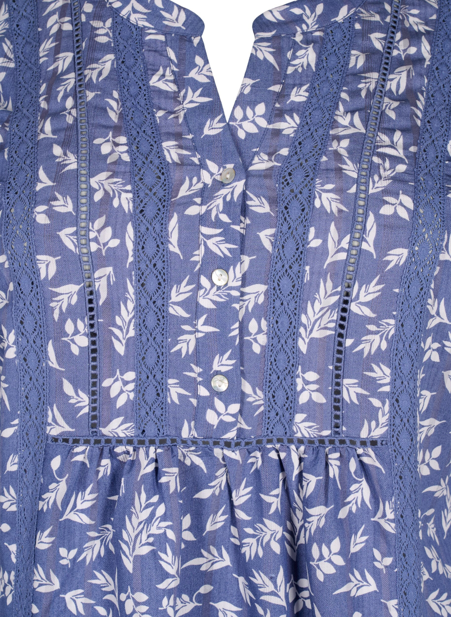 Zizzi Robe courte en viscose avec bordure en dentelle et coupe trap&egrave;ze &eacute;vas&eacute;e., Bleu, Packshot image number 2