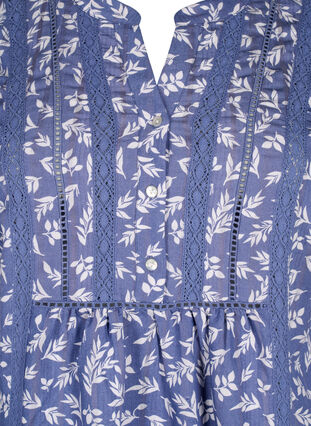 Robe courte en viscose avec bordure en dentelle et coupe trapèze évasée., M. Blue Flower AOP, Packshot image number 2