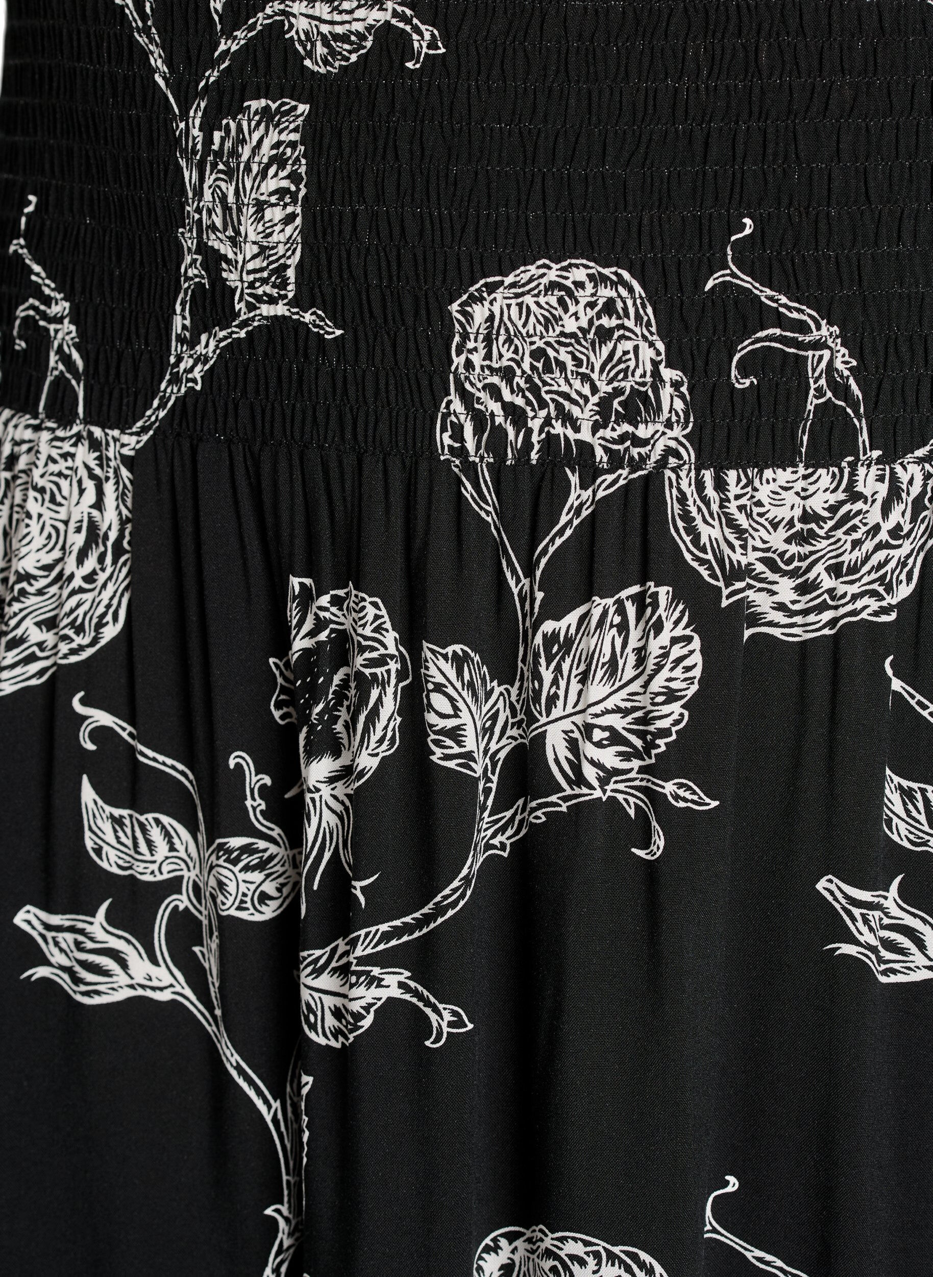 ZizziJupe longue en viscose avec smocks, Noir, Packshot image number 2