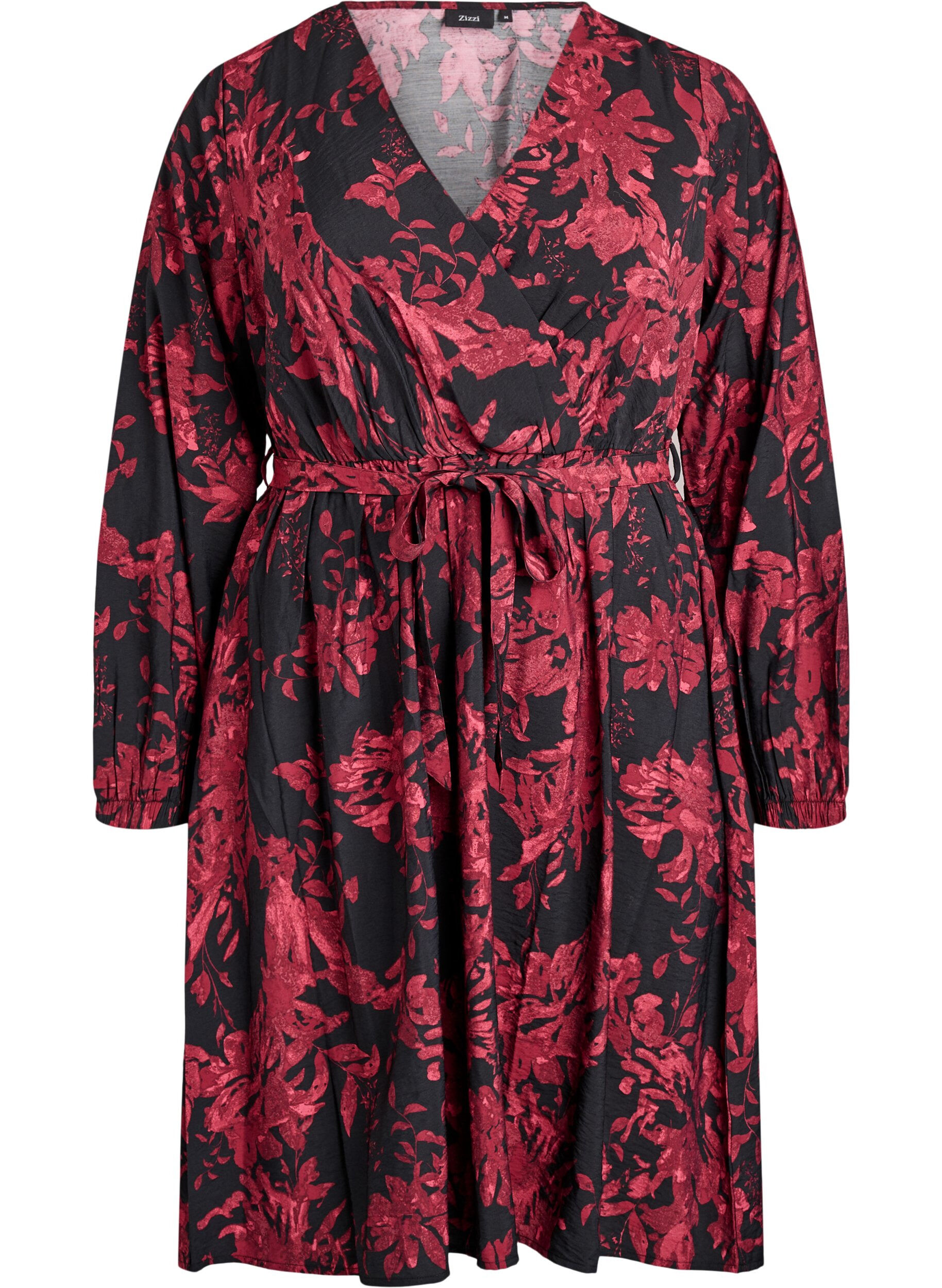 Robe mi-longue avec ceinture &agrave; nouer et effet portefeuille