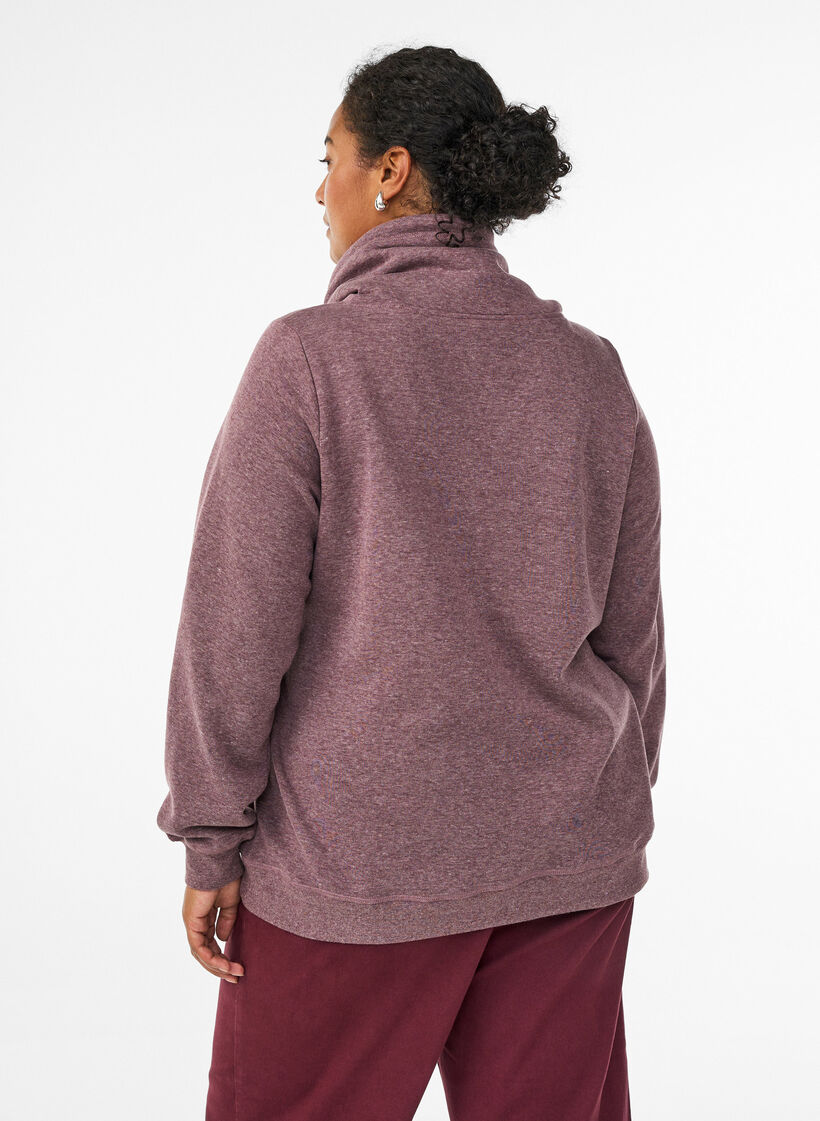 Sweat &agrave; col montant et poches, Bordeaux, Model image number 2