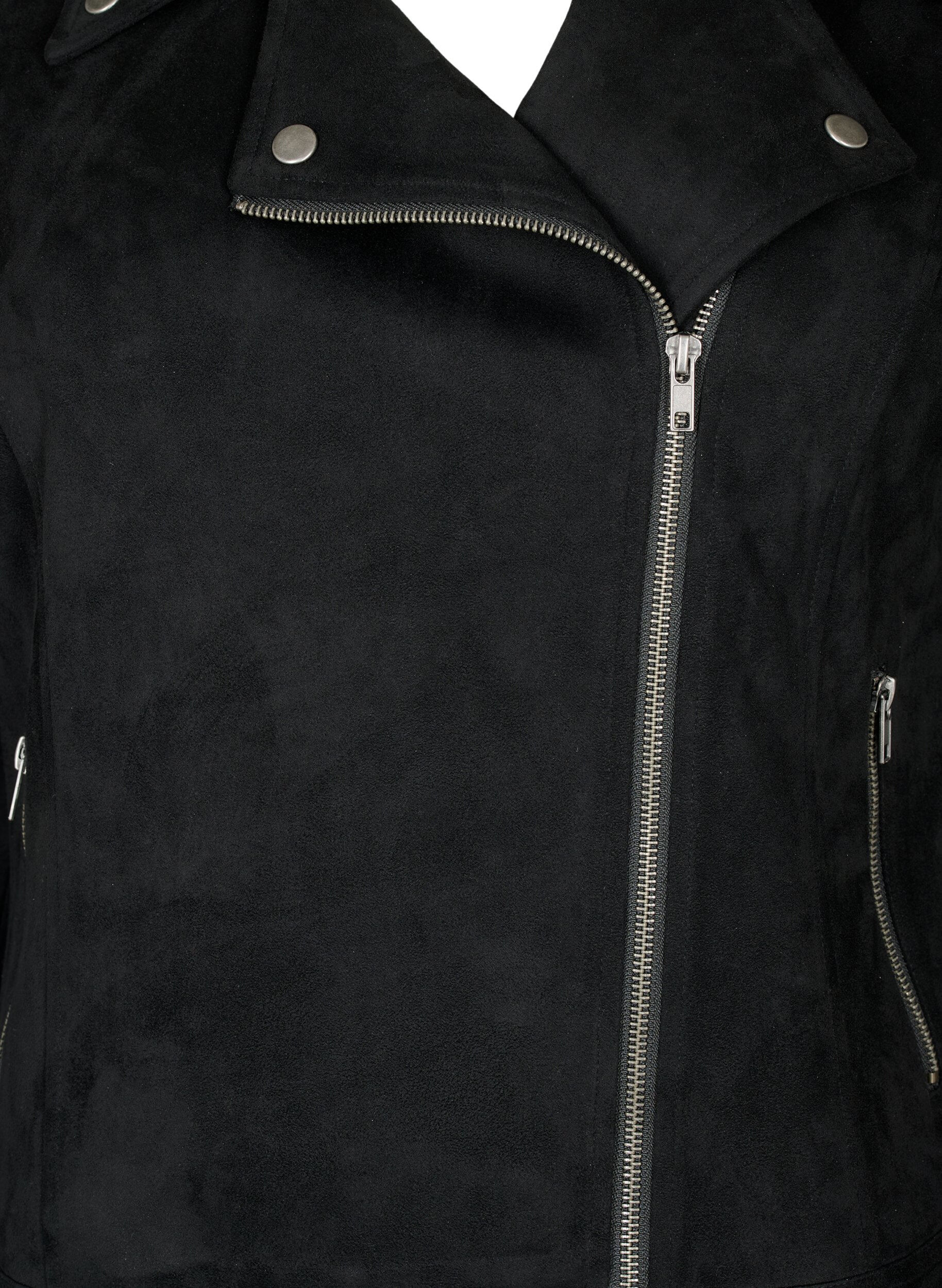 Zizzi Veste de motard en faux daim, Black, Packshot image number 2